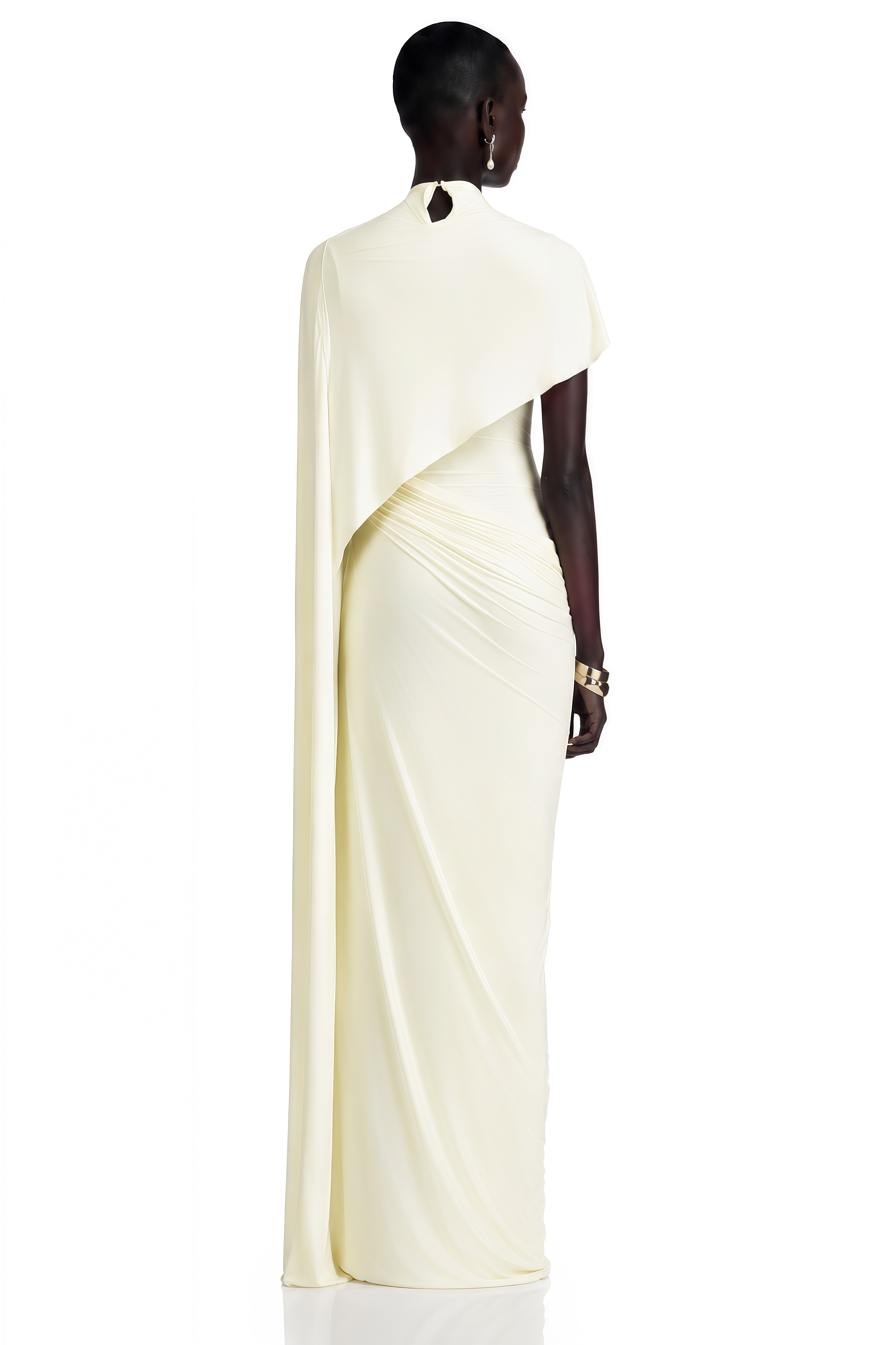 Fenella Asymmetrical Draped Cape & Dress Matching Set in White