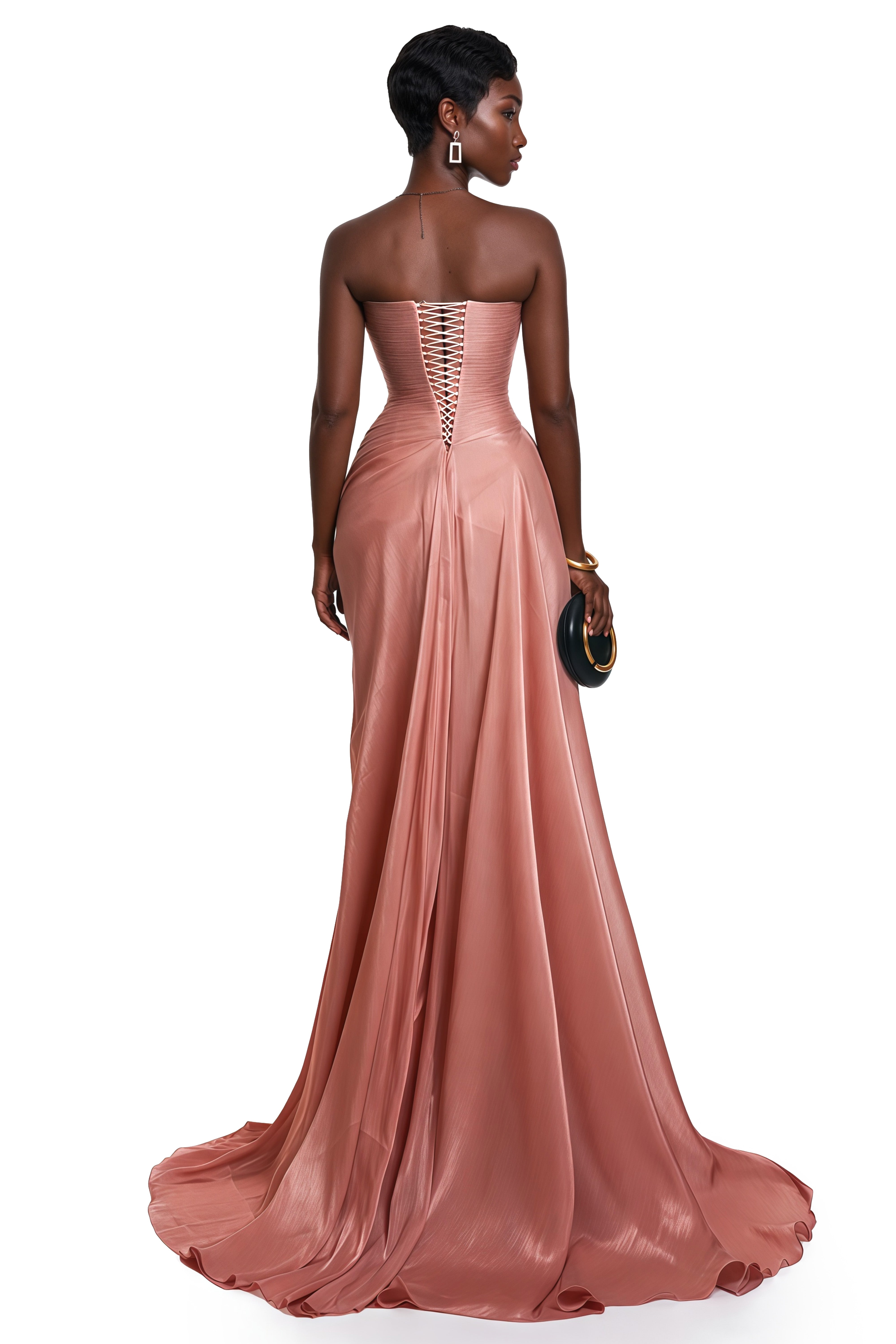 Querubina Pink Asymmetrical Ruched Maxi Dress (Final Sale-US Only)