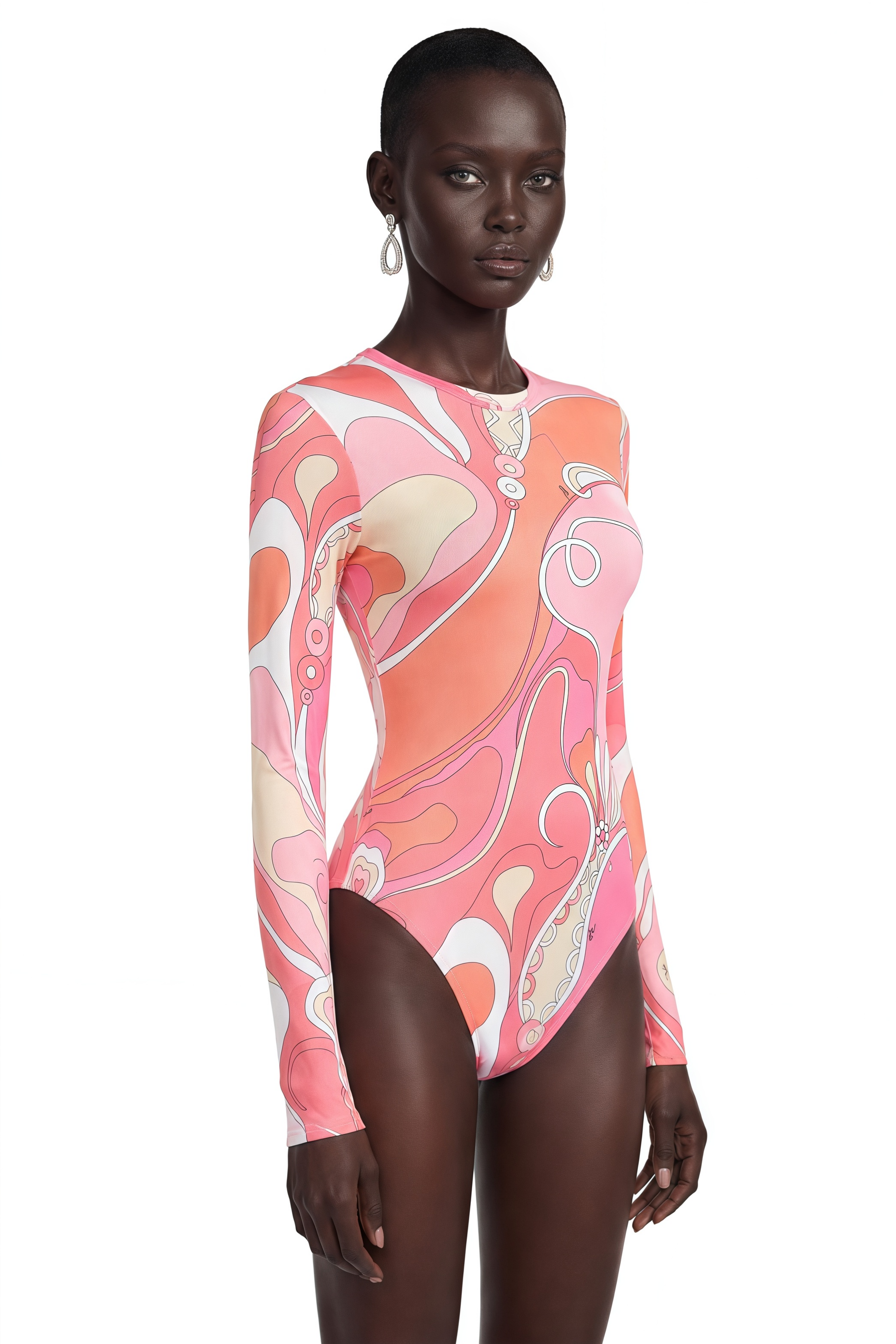 Adelynn Pink Printed Long Sleeve Bodysuit