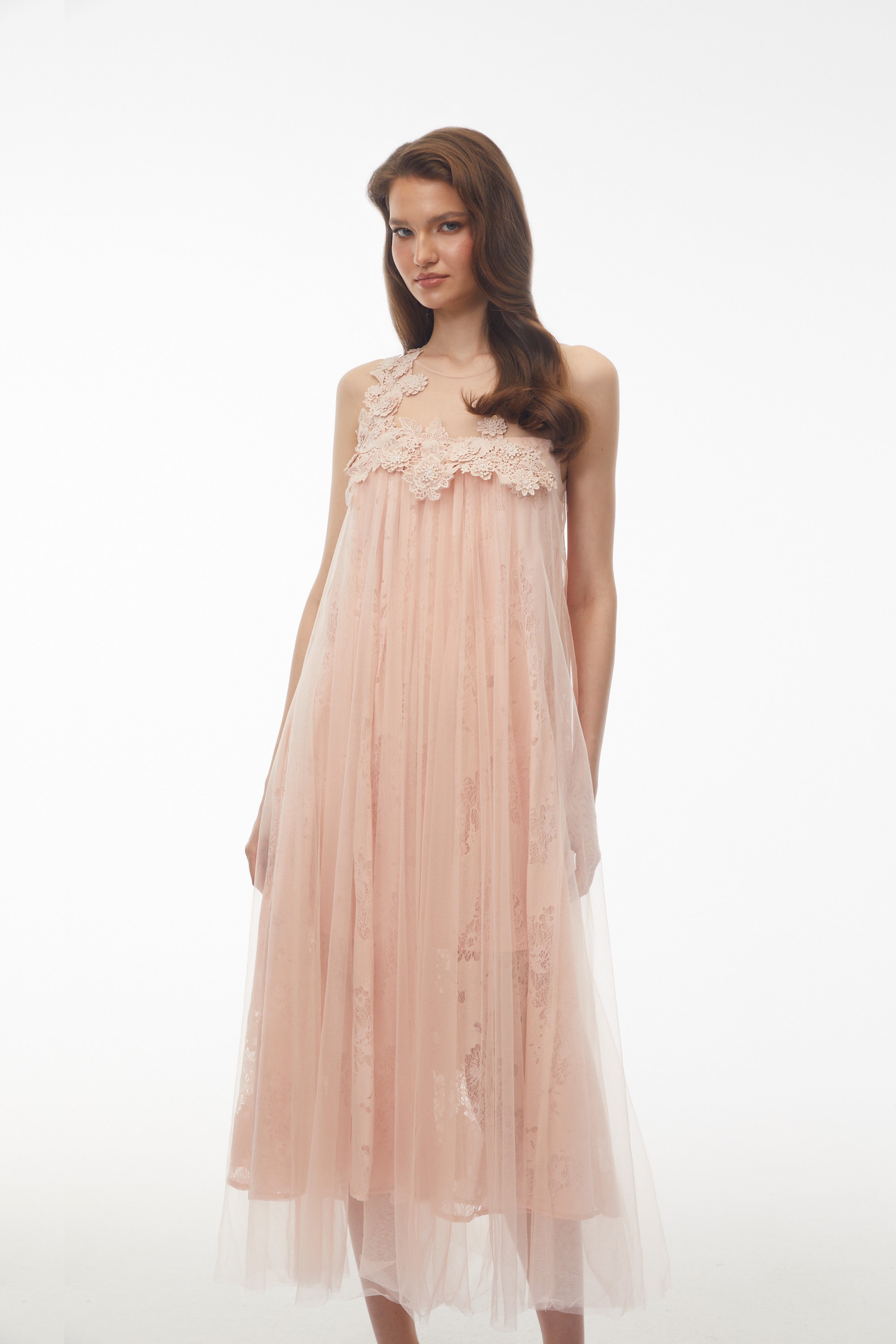 Alice Blush Pink Floral Embroidered Midi Dress (Final Sale)