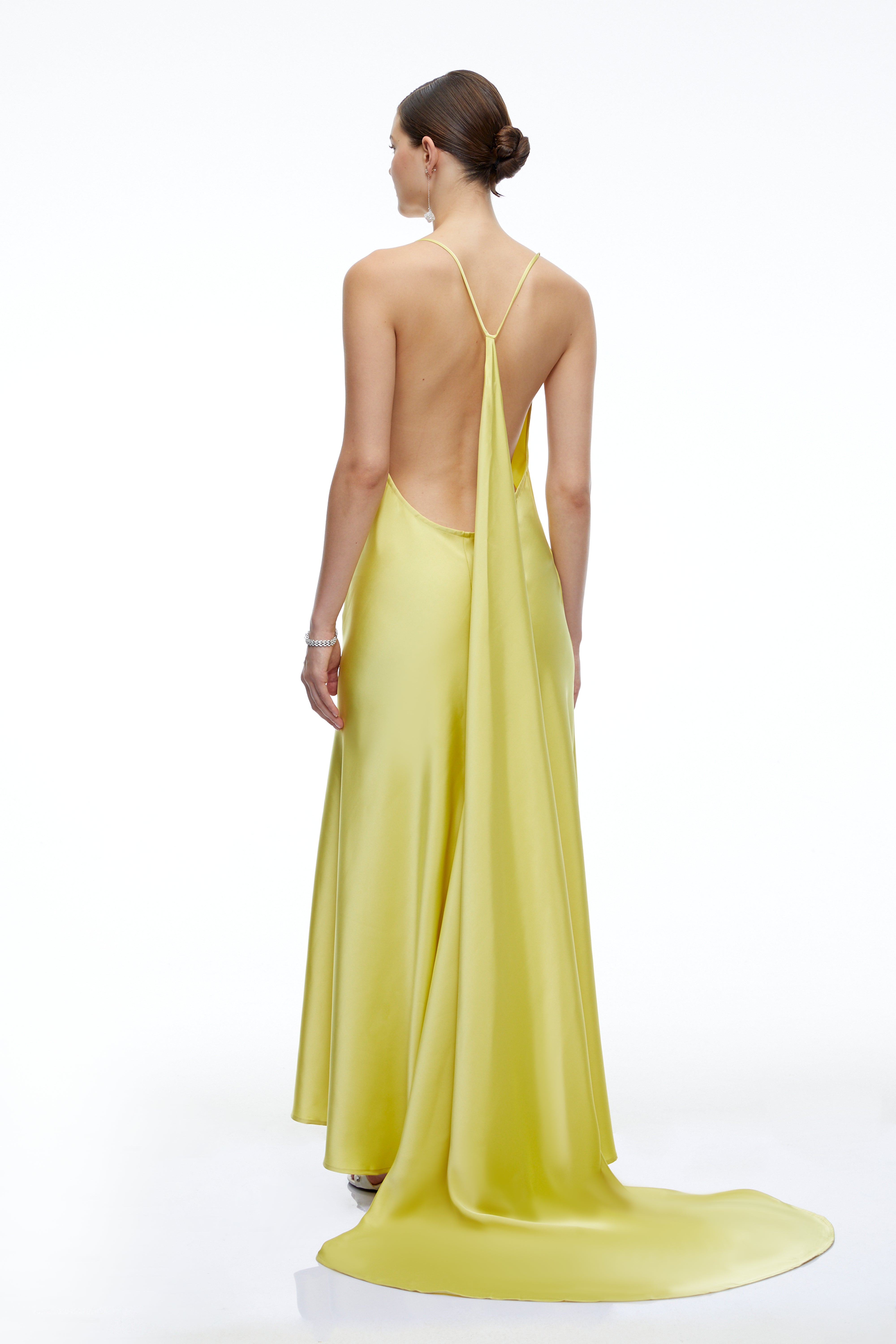 Amara Olive Green Satin Cowl Neck Maxi Dress