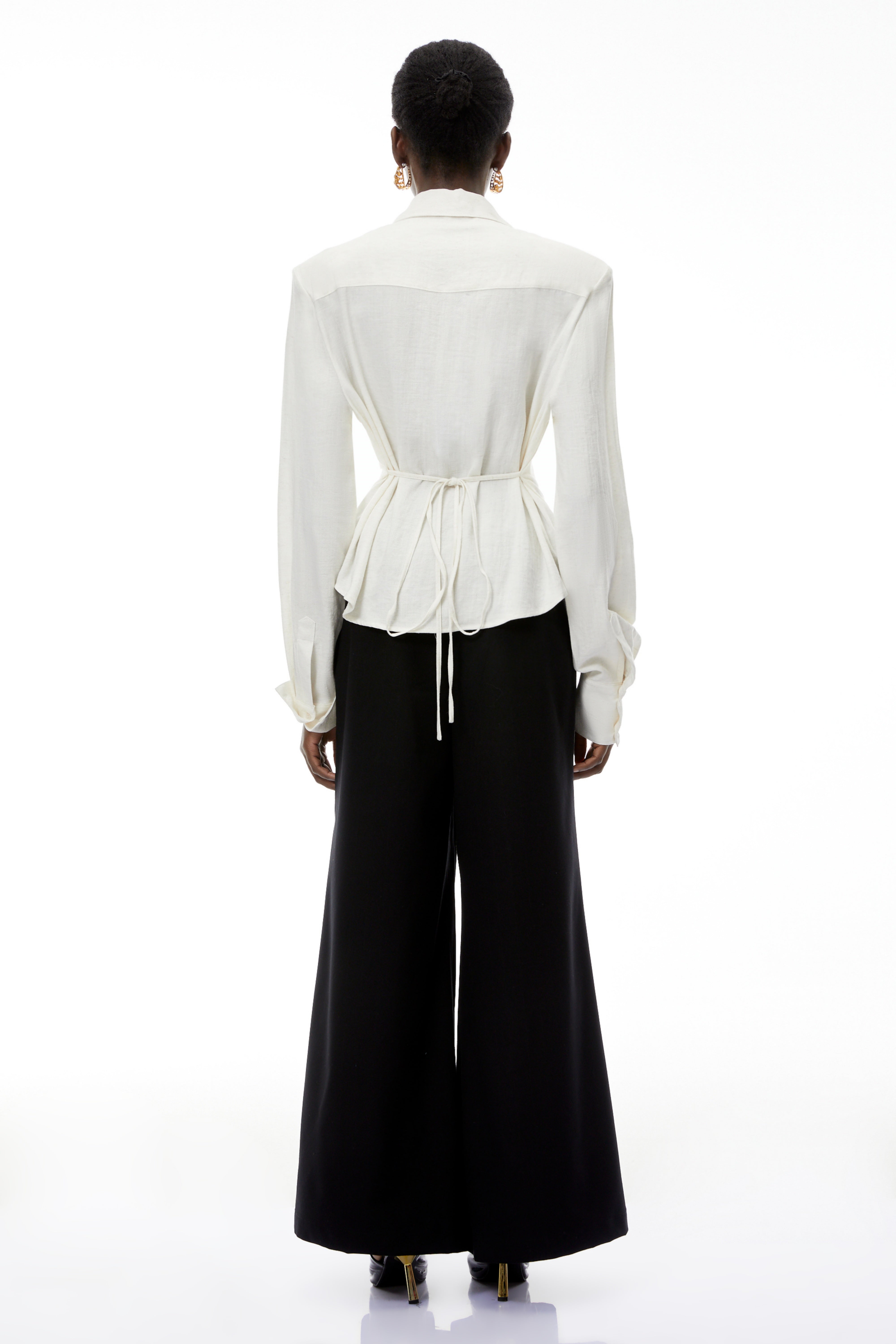 Amber White Plaid Tailored Cutout Blouse (Final Sale)