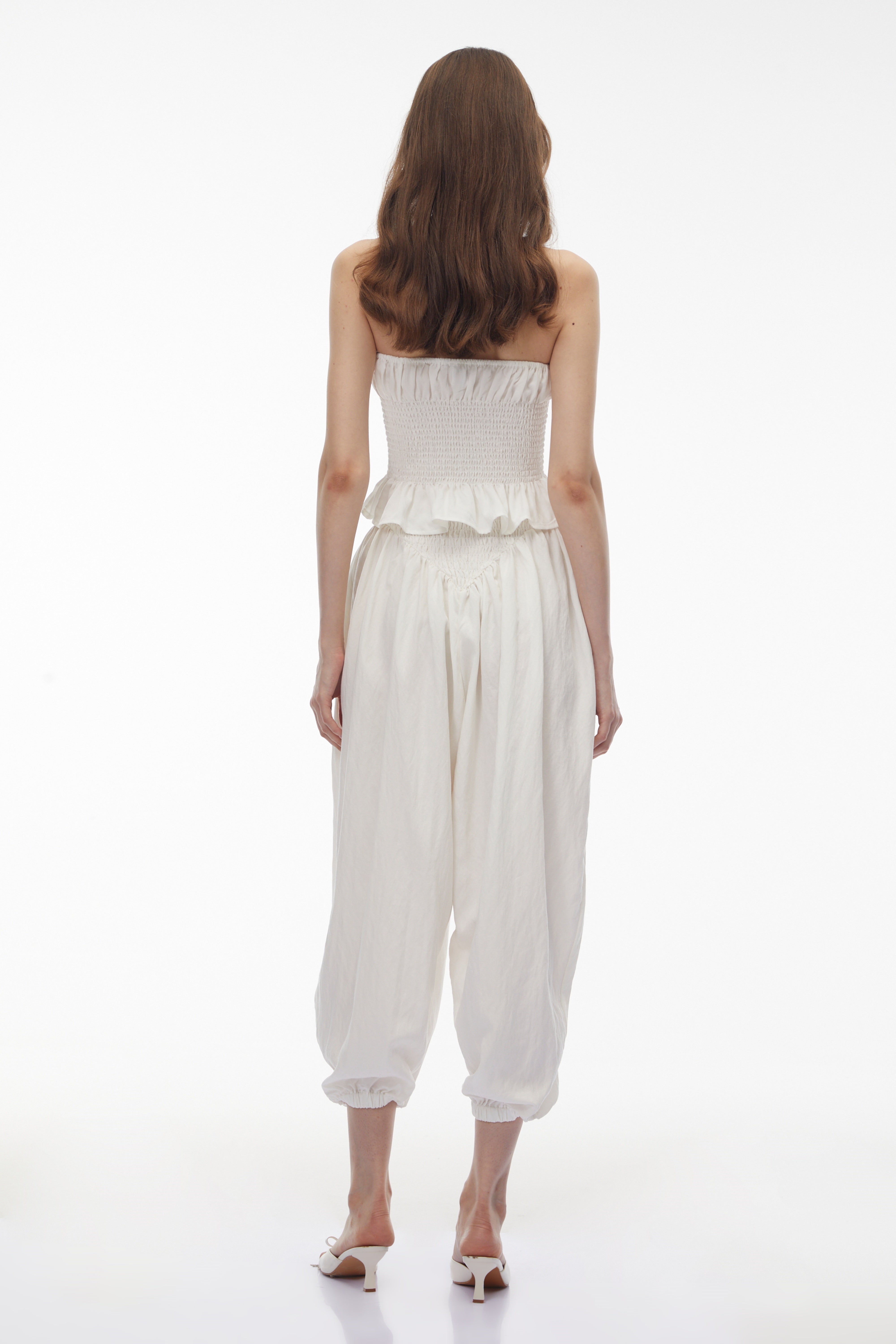 Amelia White Off Shoulder Blouse & Trouser Set (Final Sale)