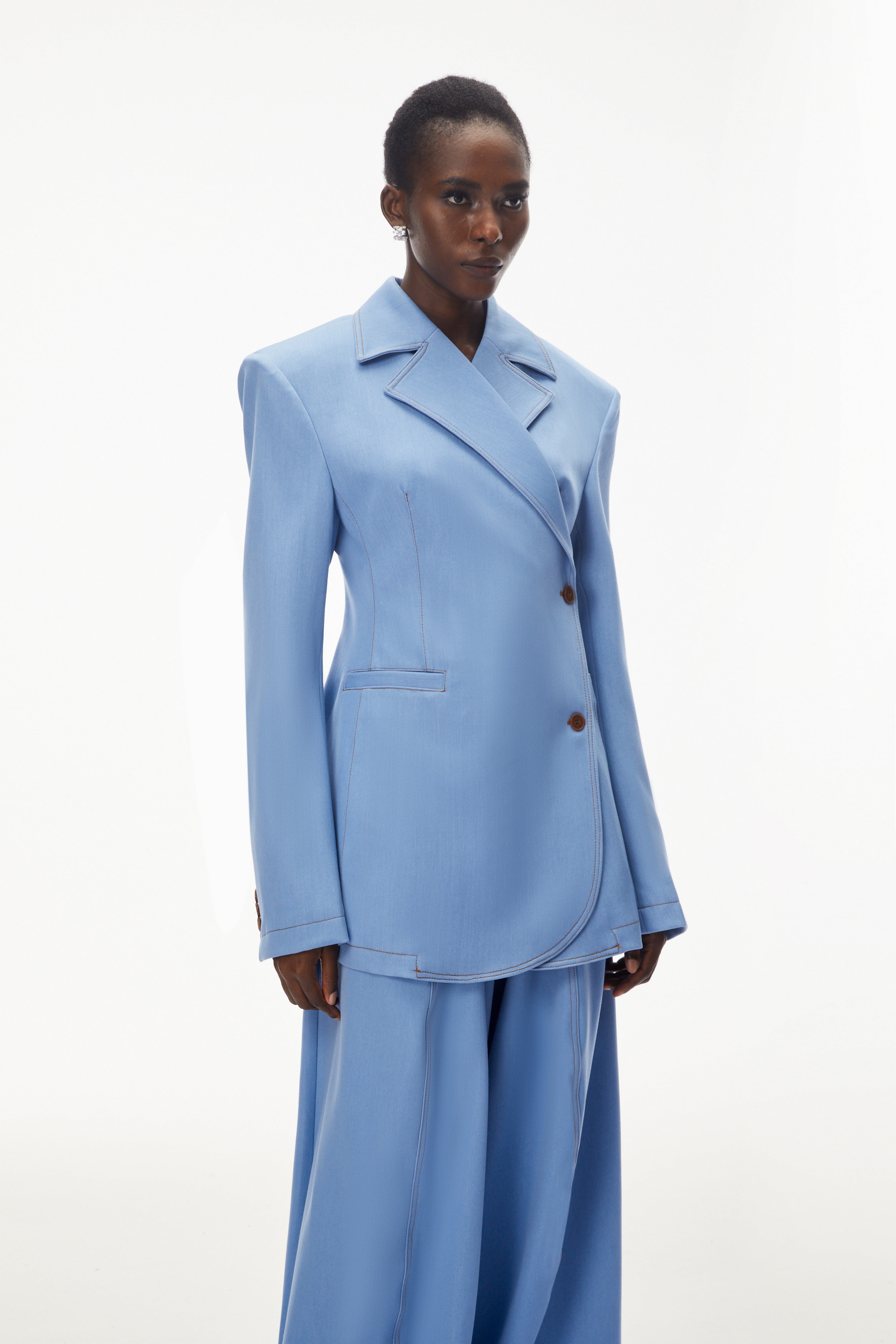 Annabelle Blue Asymmetrical Blazer & Trouser Set