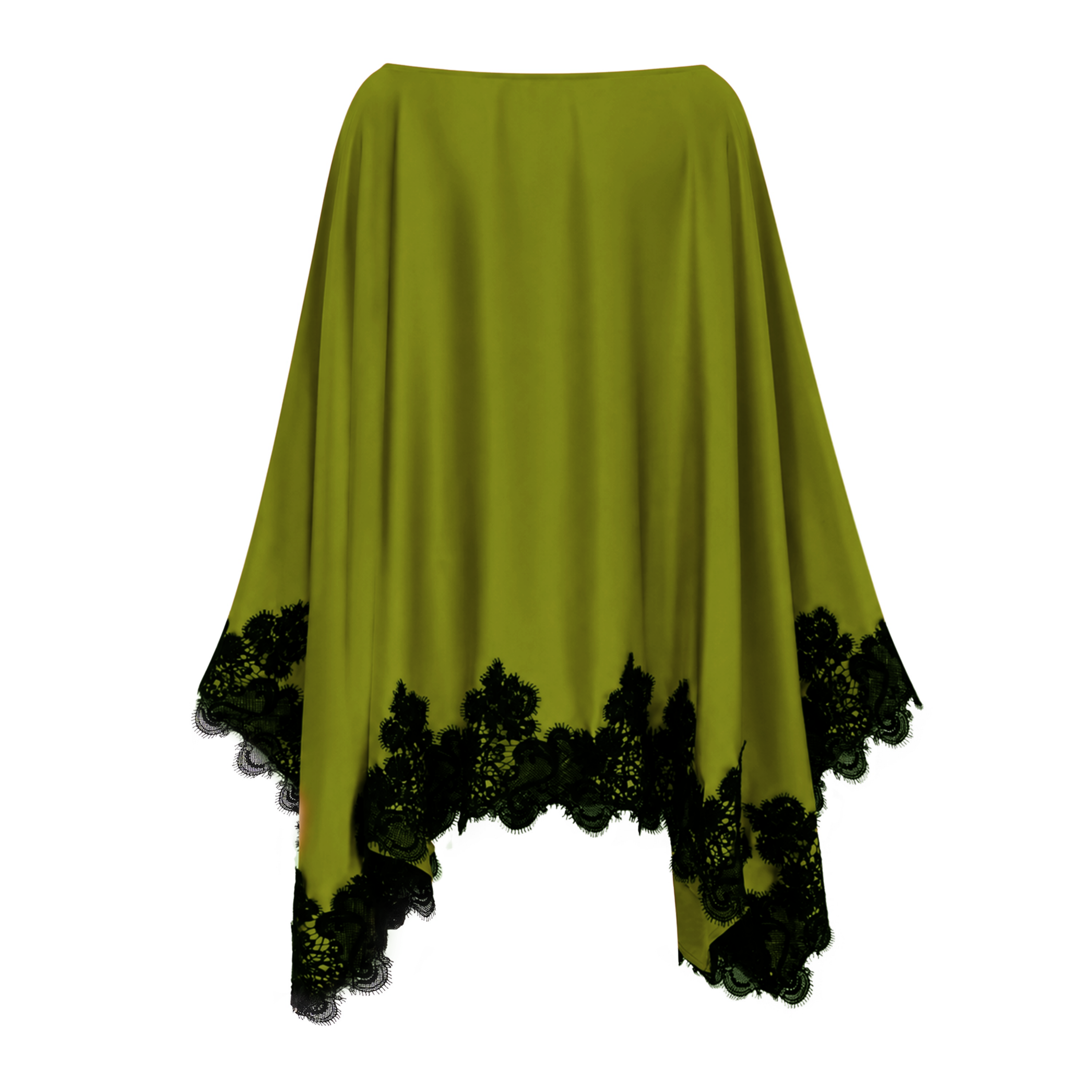Aoraki Green One Shoulder Top & Skirt Set with Lace Trim