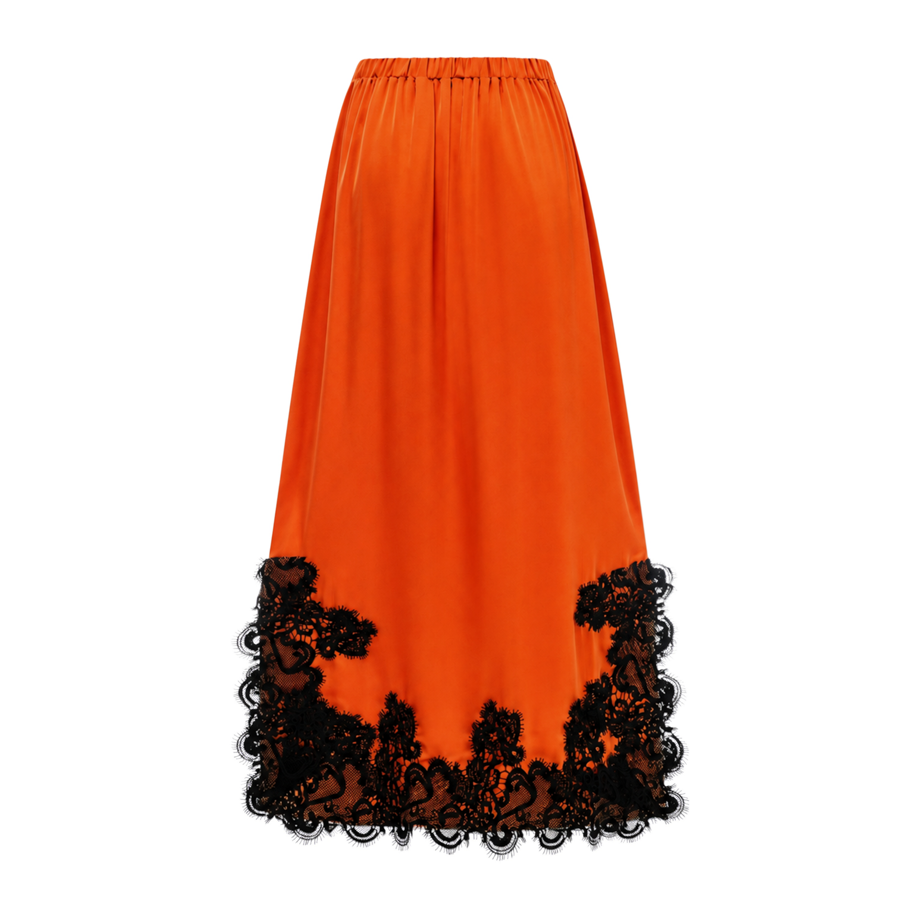 Aoraki Orange One Shoulder Top & Skirt Set with Lace Trim