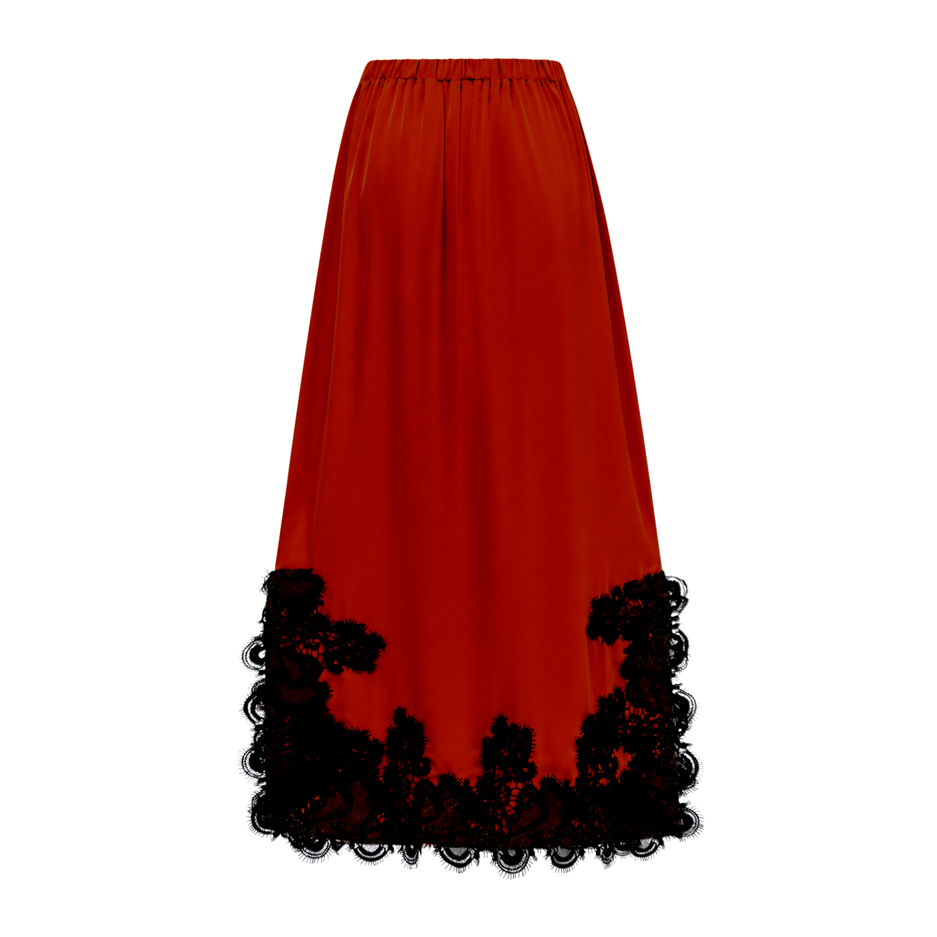 Aoraki Red One Shoulder Top & Skirt Set with Lace Trim