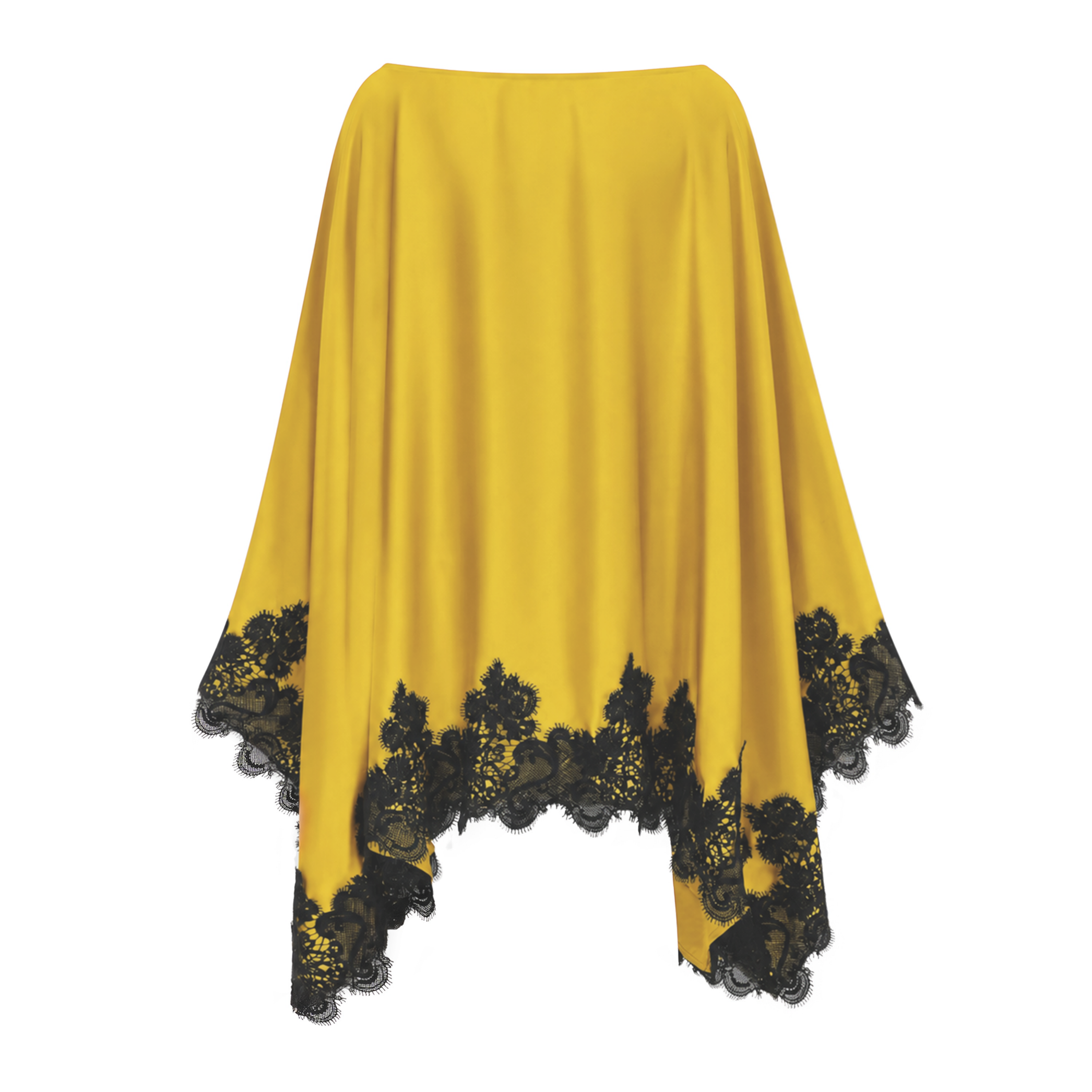 Aoraki Yellow One Shoulder Top & Skirt Set with Lace Trim