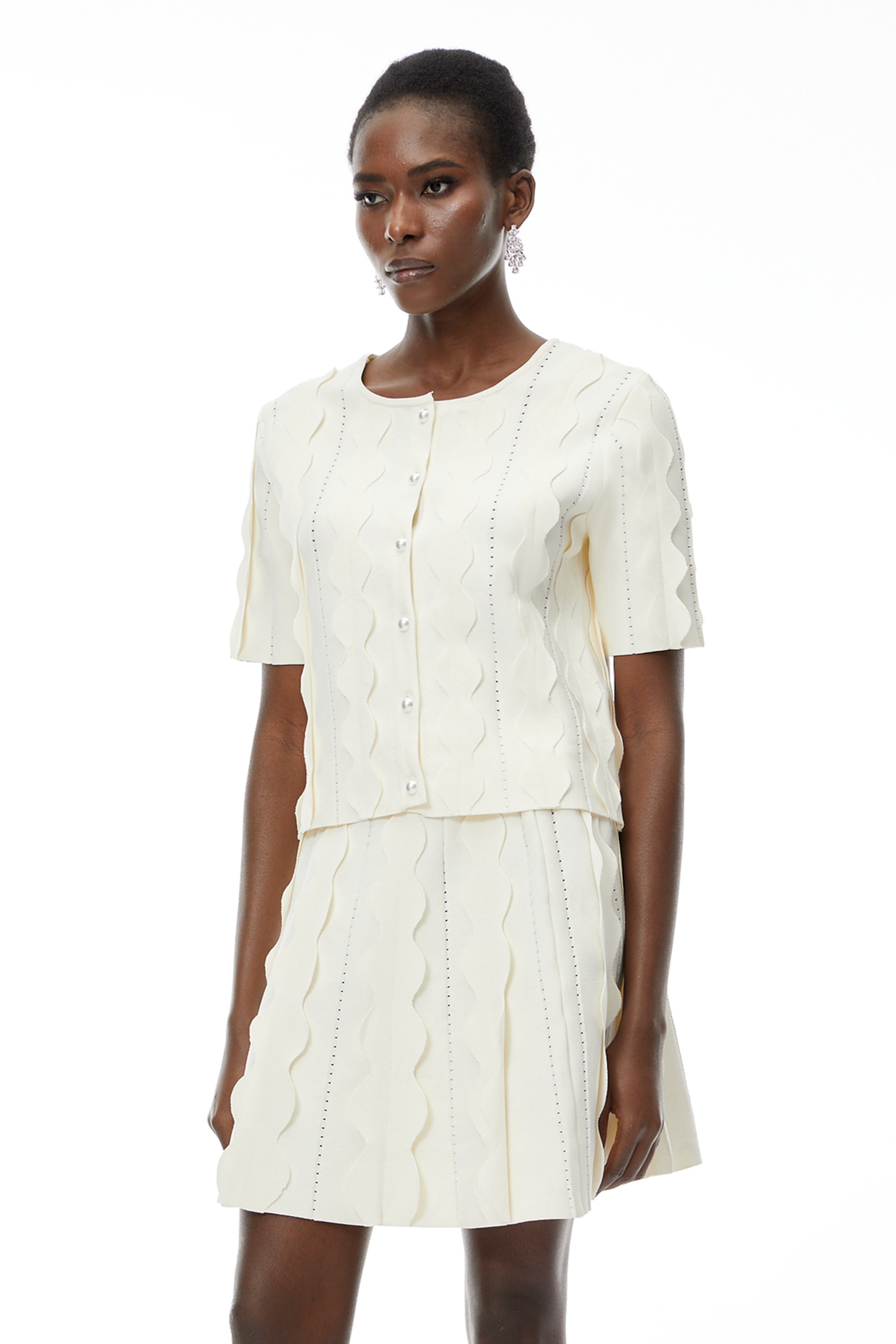 Ásdís White Beaded Blouse & Skirt Set (Final Sale-US Only)