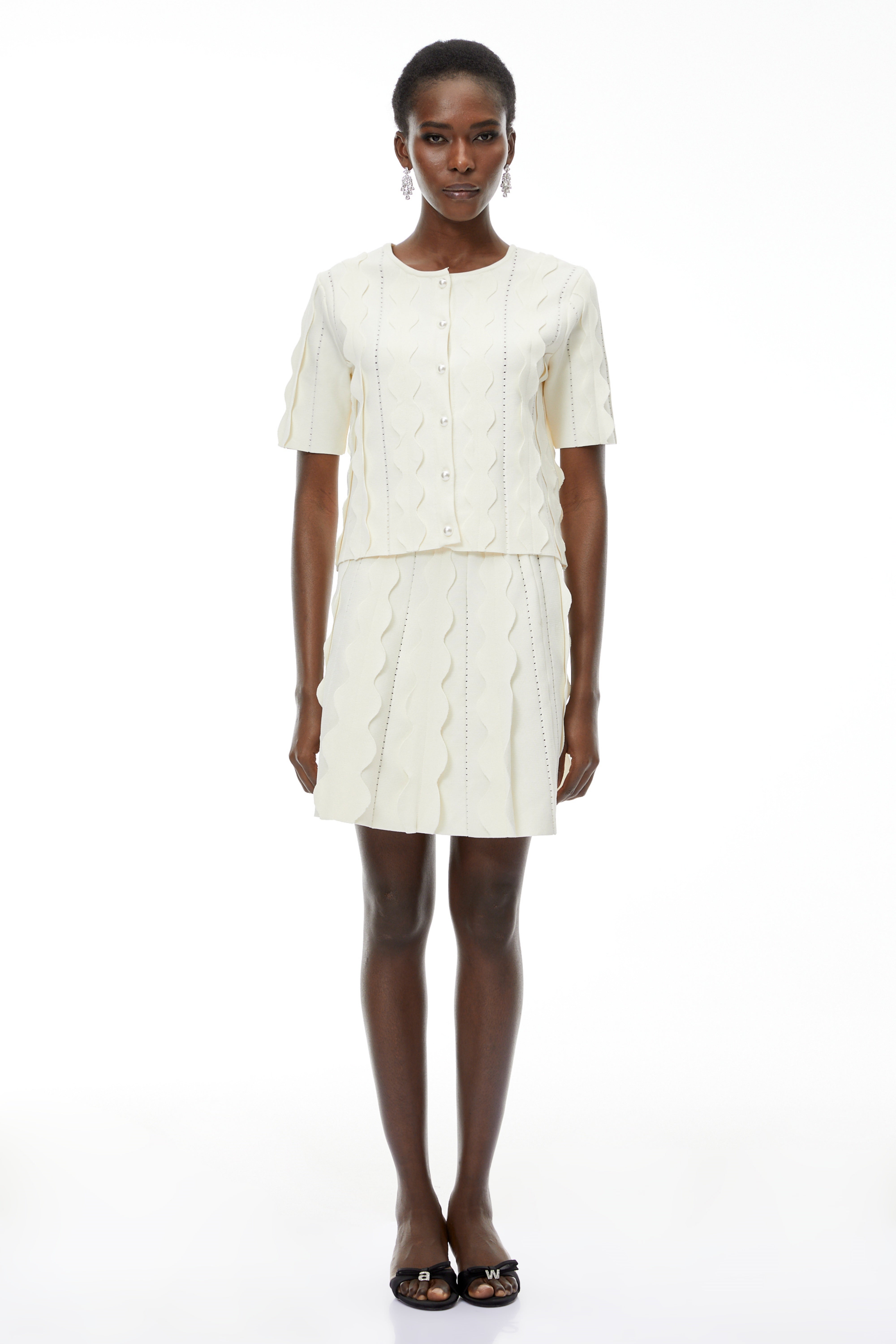 Ásdís White Beaded Blouse & Skirt Set (Final Sale-US Only)