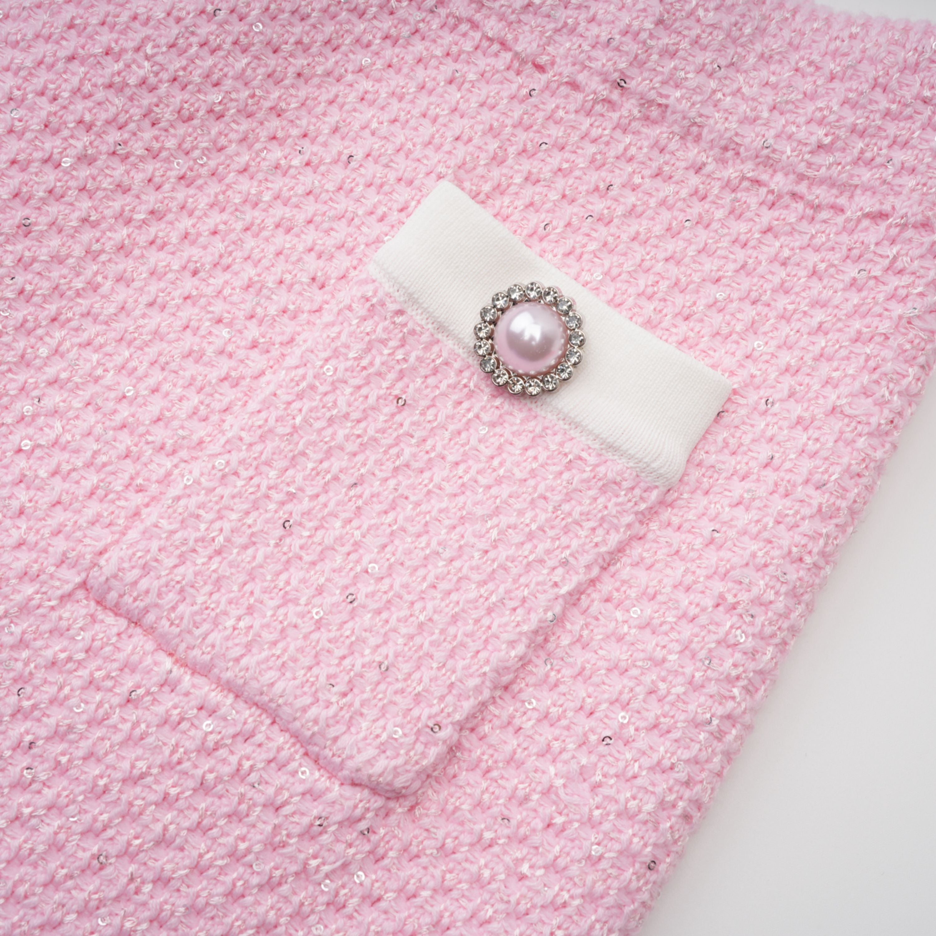 Ásdís Pink Sequined Knit Cardigan & Skirt Set (Final Sale)