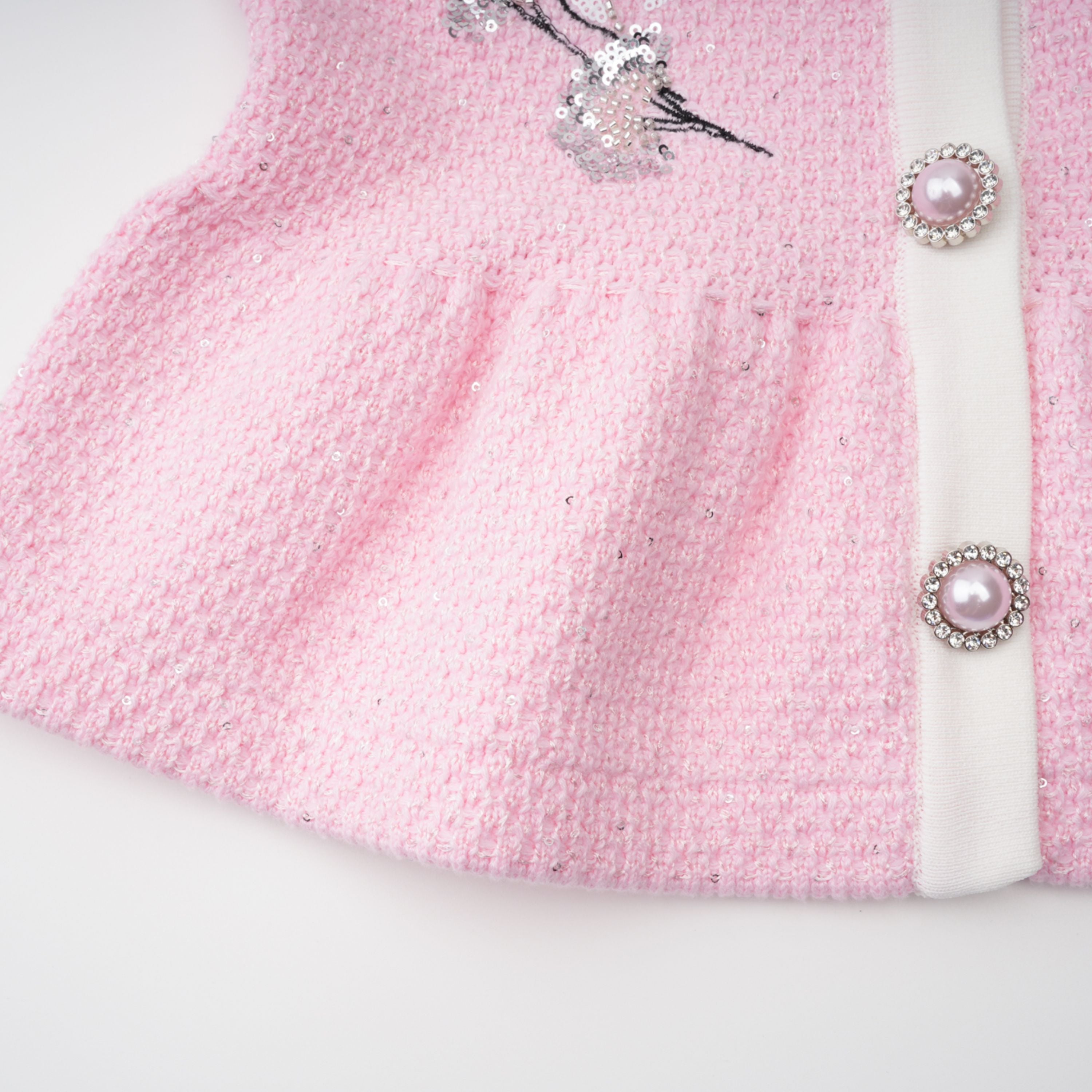 Ásdís Pink Sequined Knit Cardigan & Skirt Set (Final Sale-US Only)