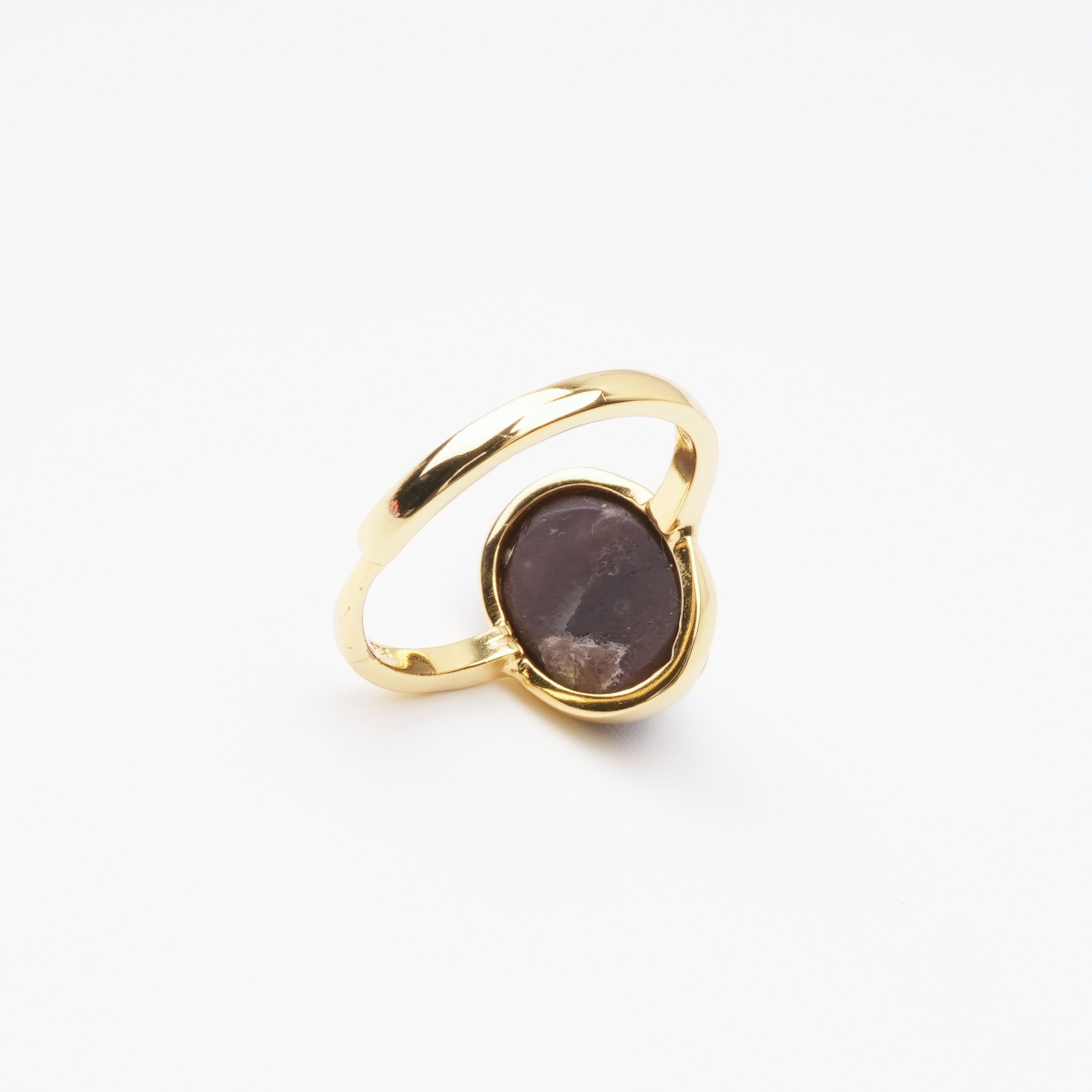 Aurelia Red Oval Cabochon Gold Plated Ring