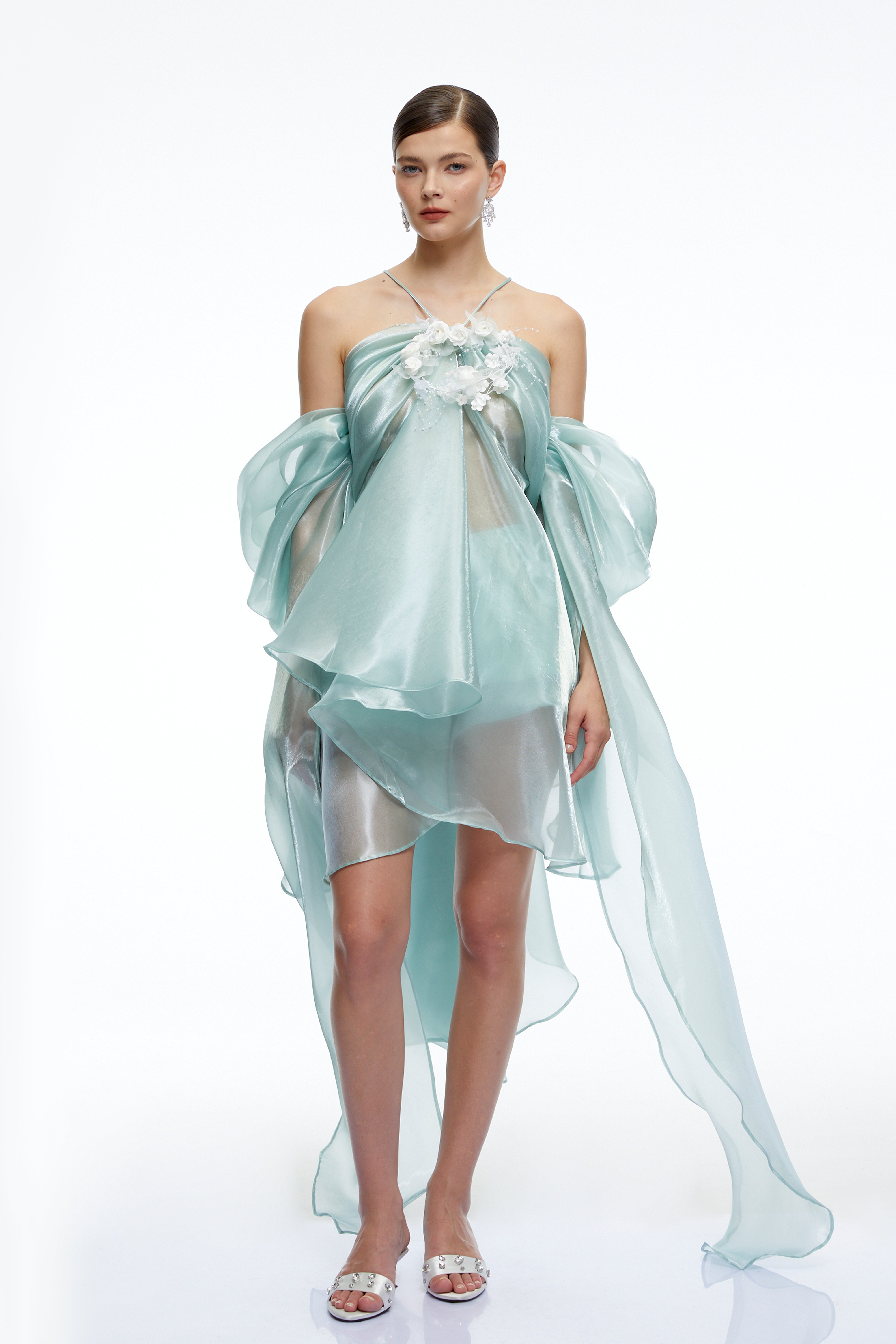 Ayla Mint Green Asymmetrical Mini Dress