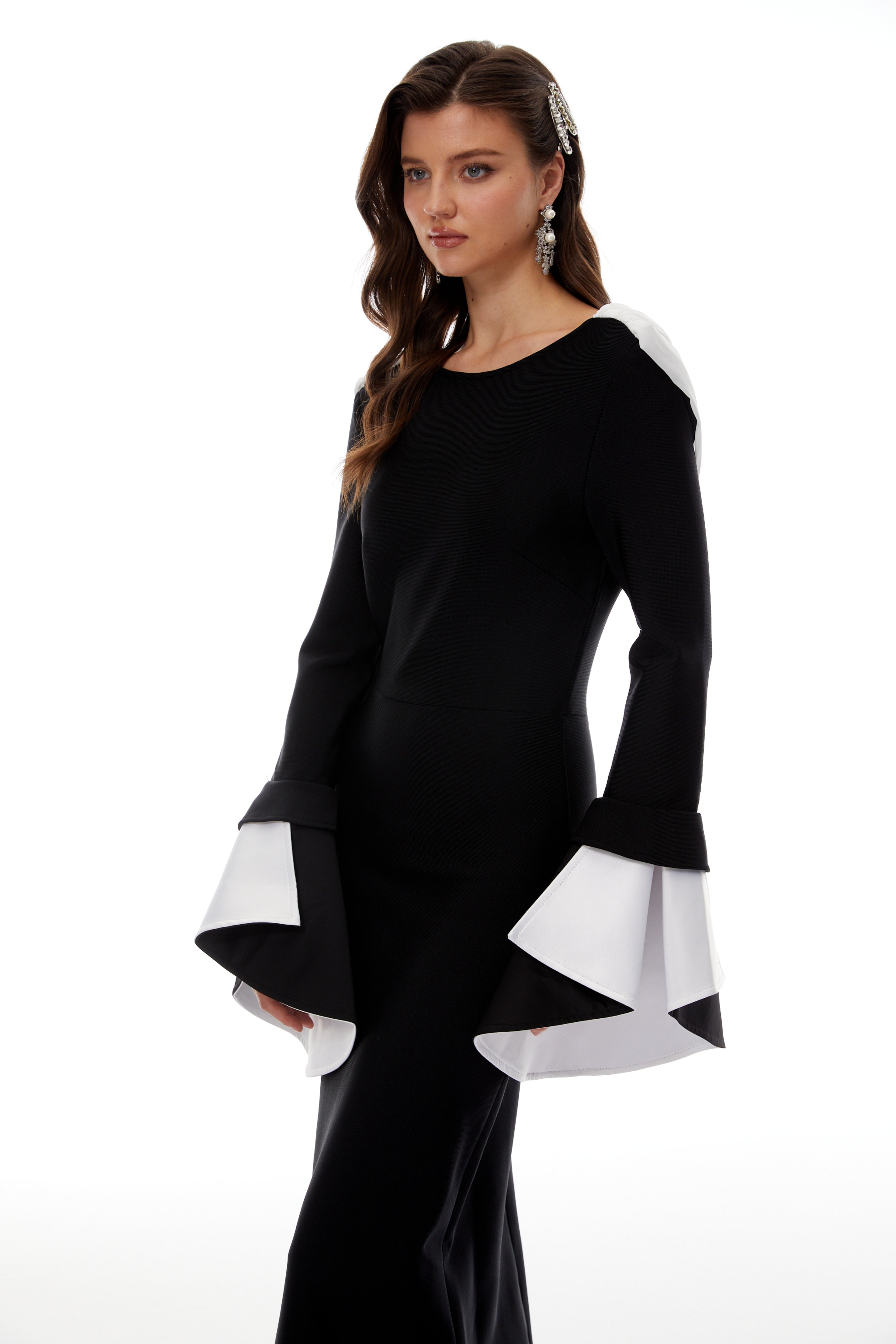 Bente Black Color Block Draped Maxi Dress (Final Sale)