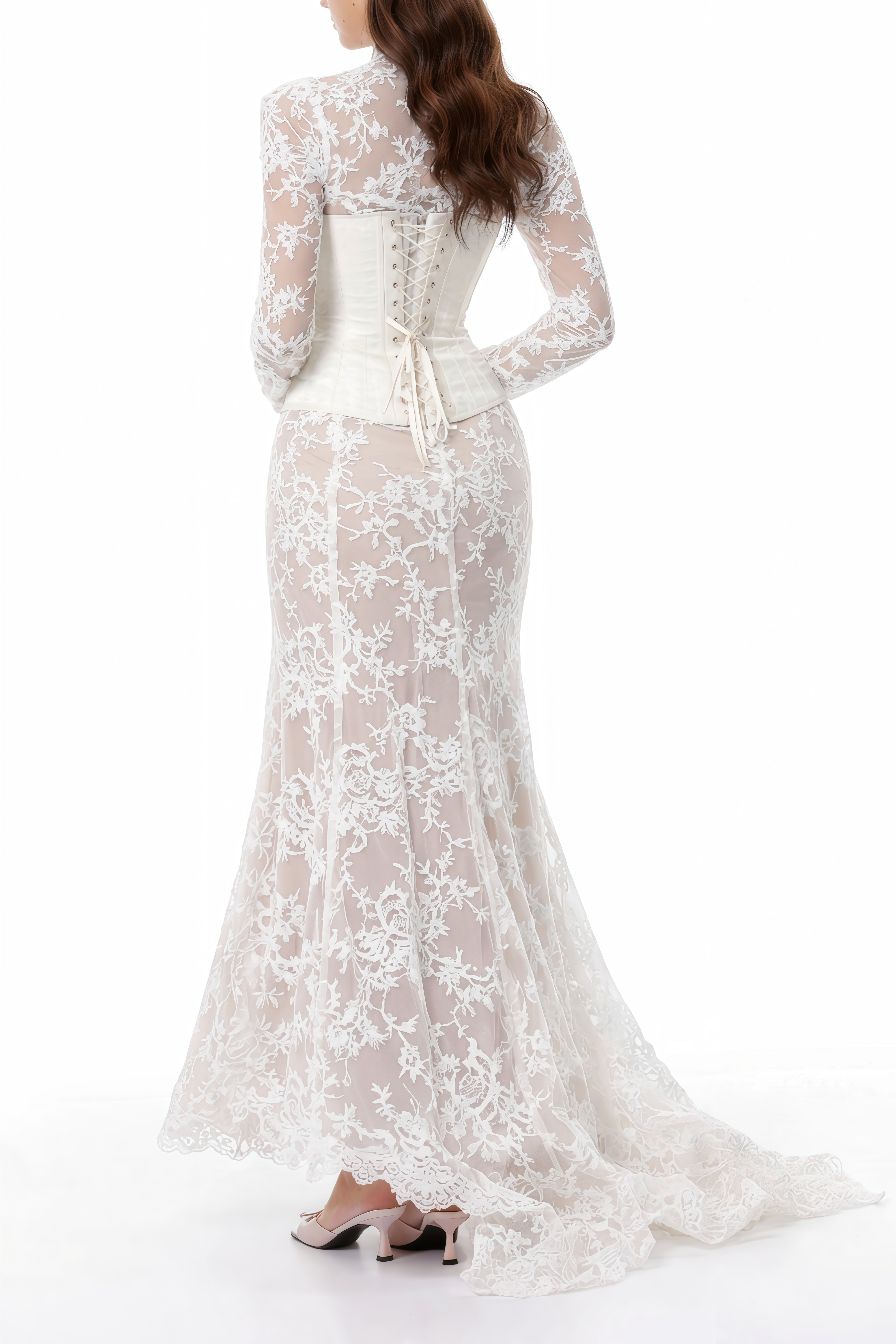 Bethany White Asymmetrical Lace Maxi Dress (Final Sale-US Only)