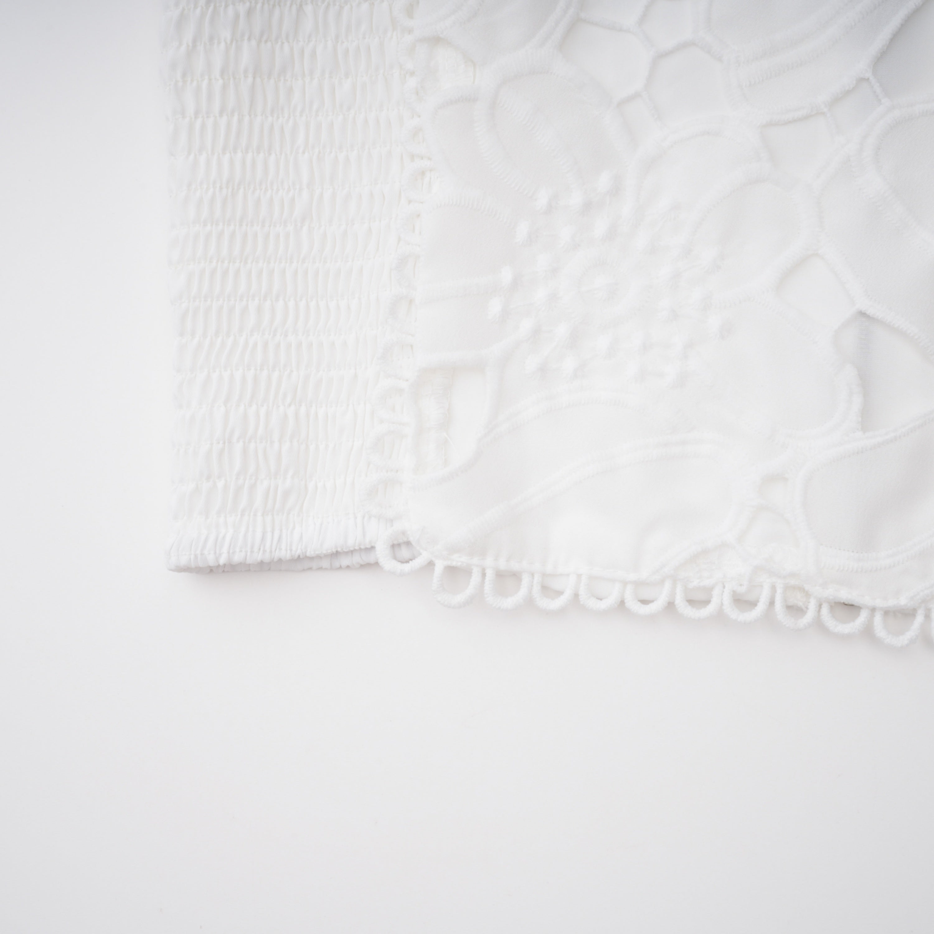 Bilun White Cut-Out Lace Top & Skirt Set