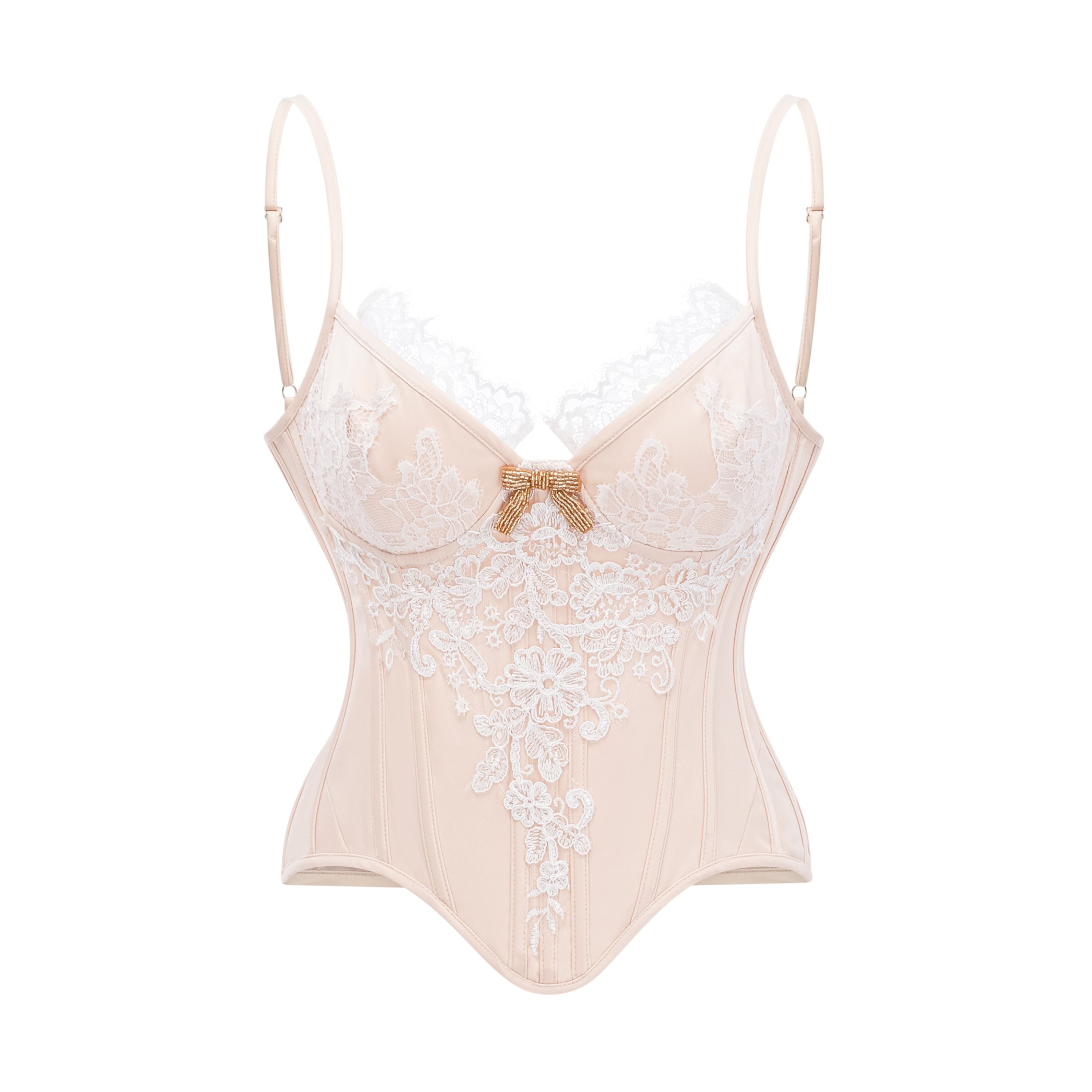 Blanca Champagne Lace Panel Top & Skirt Set (Final Sale)