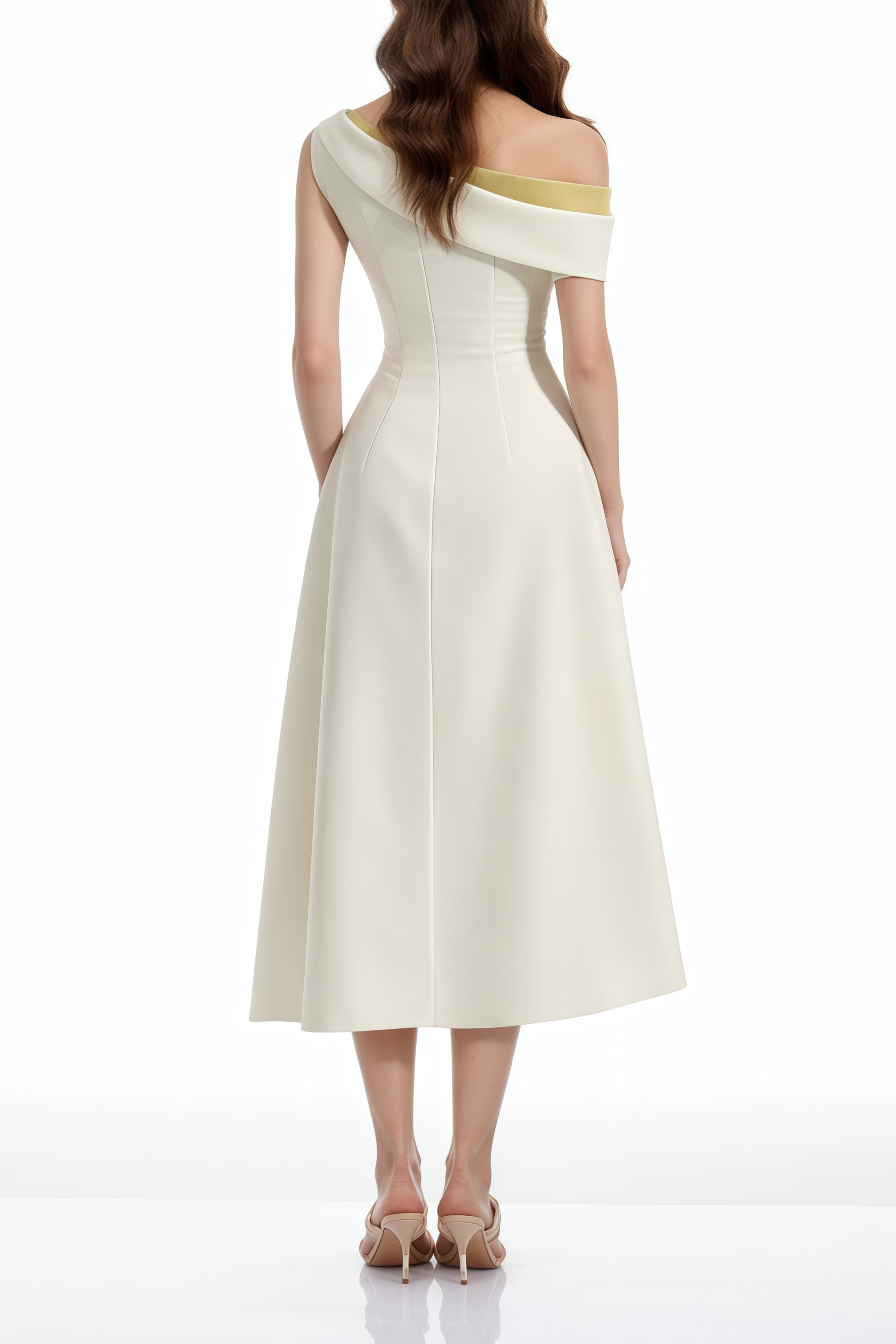Blossom White One Shoulder Ruched Midi Dress (Final Sale-US Only)