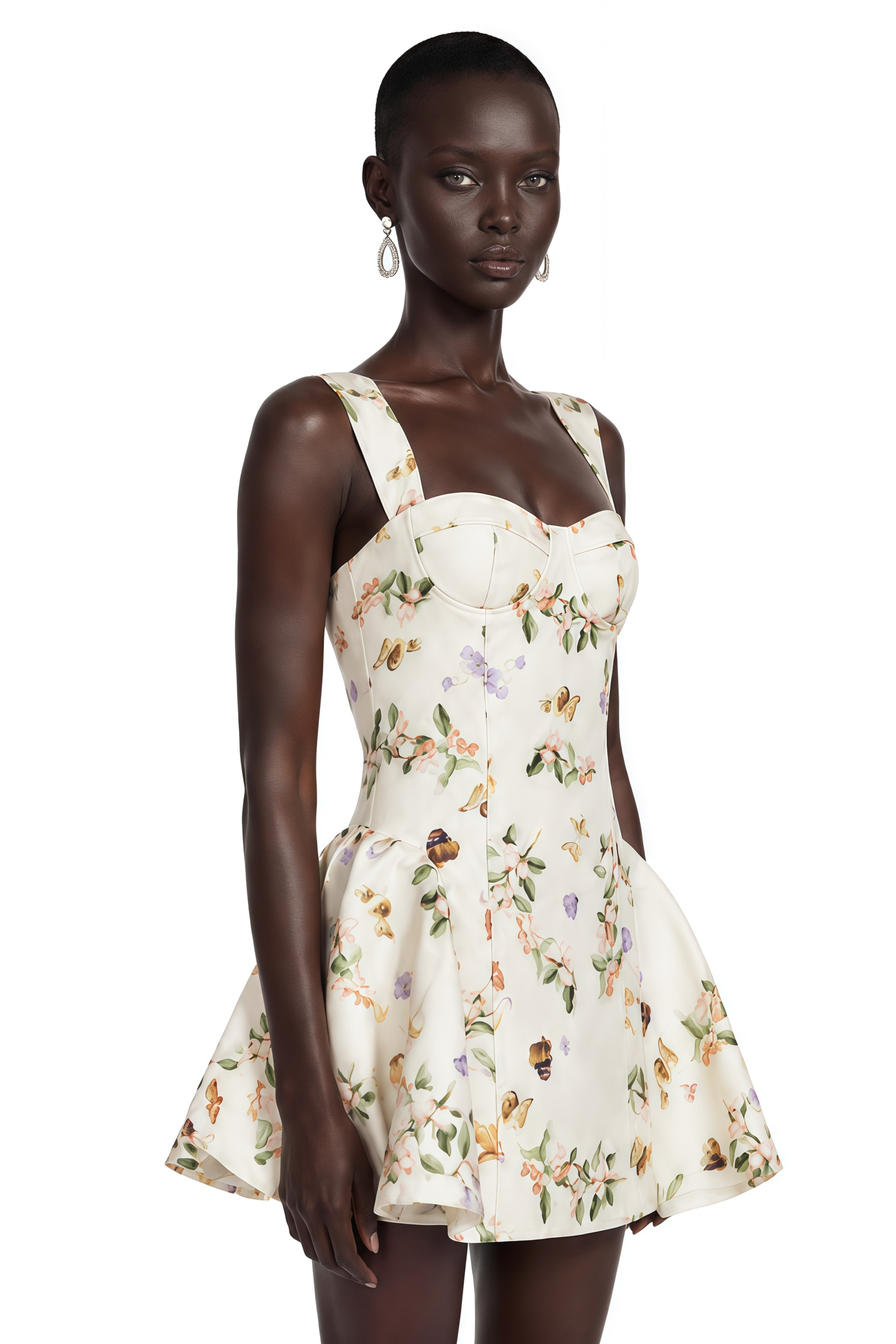 Mini-robe corset à imprimé floral Brielle White