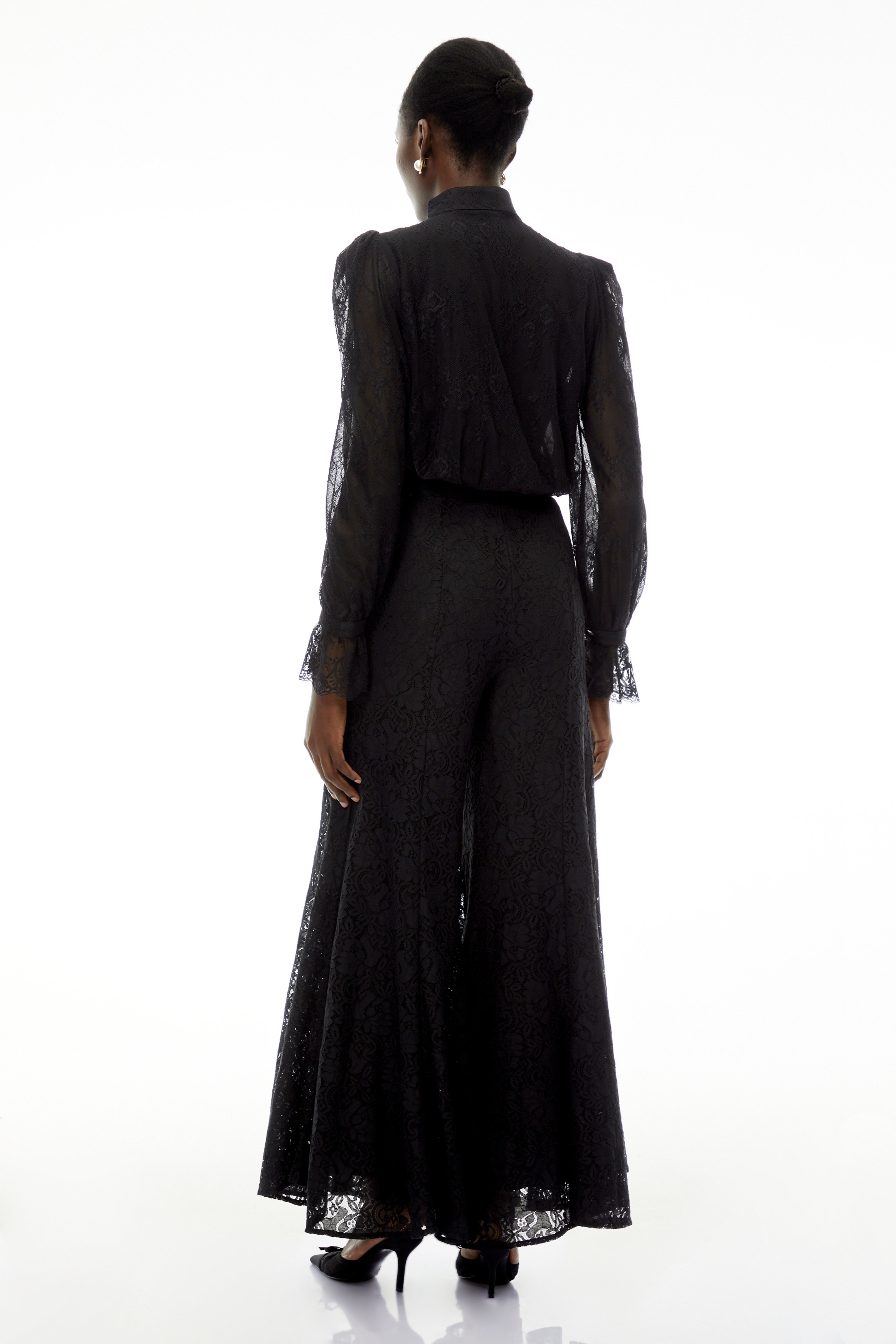 Brigitte Black High Neck Ruched Blouse