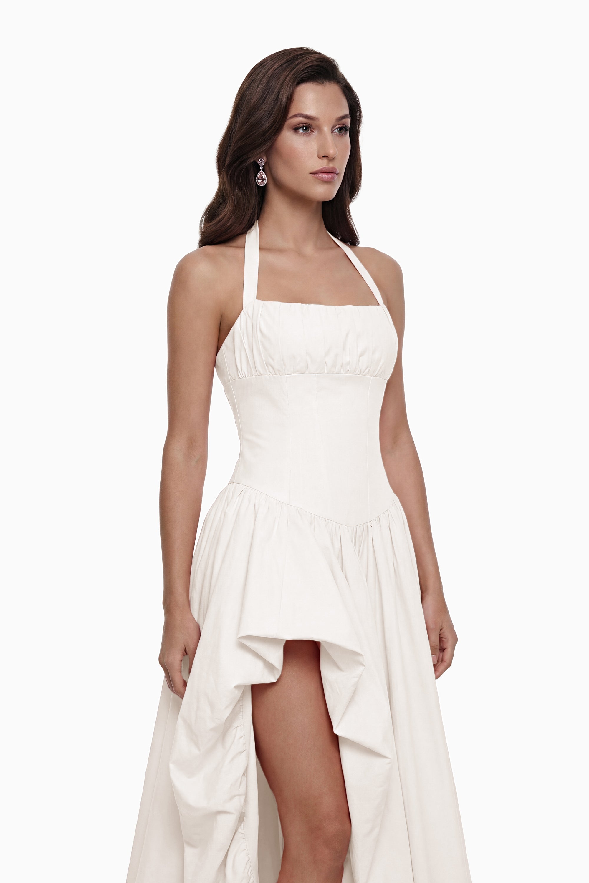 Caiya White Sleeveless Maxi Dress with Slit (Final Sale-US Only)