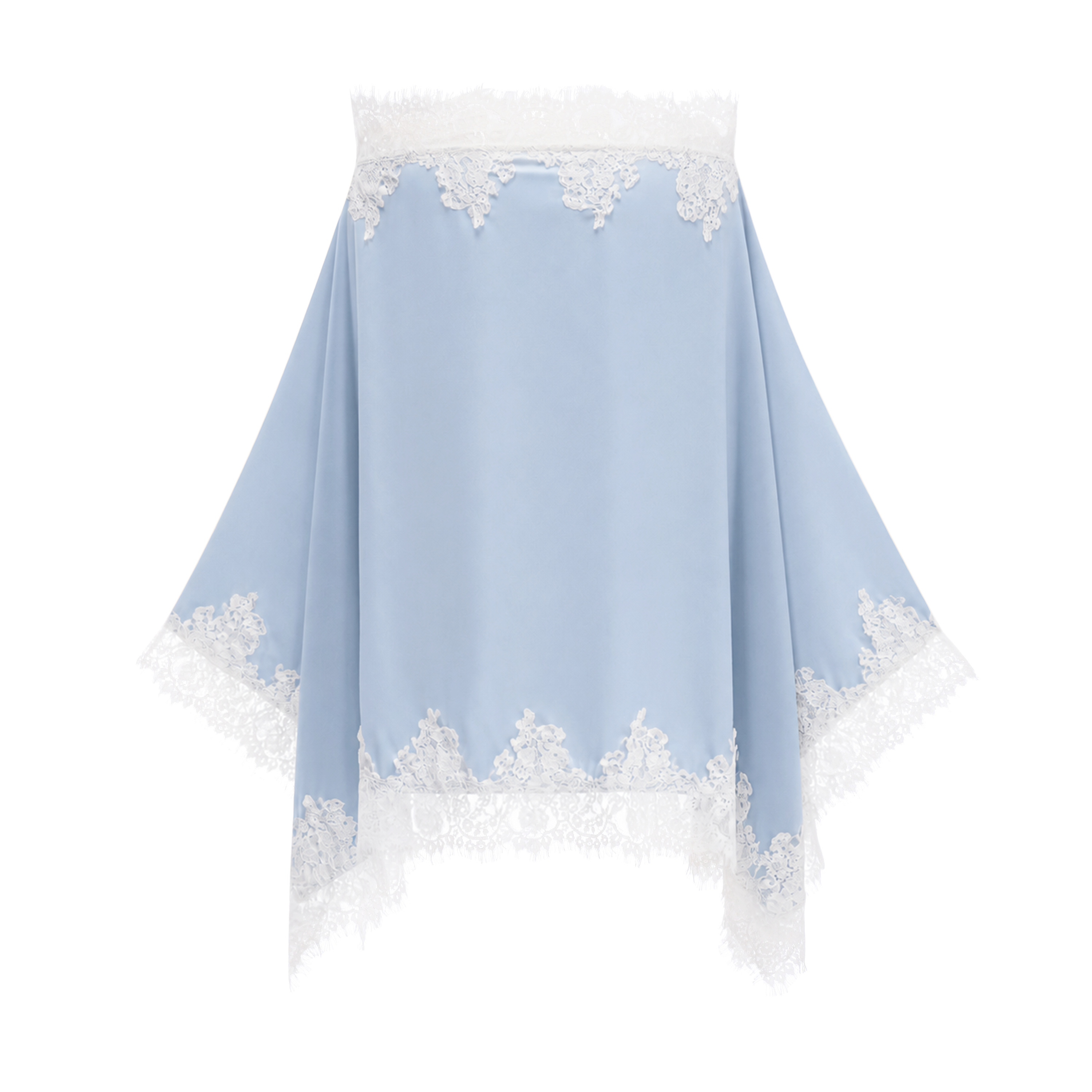 Carlota Blue Cape & Skirt Set with Lace Trim