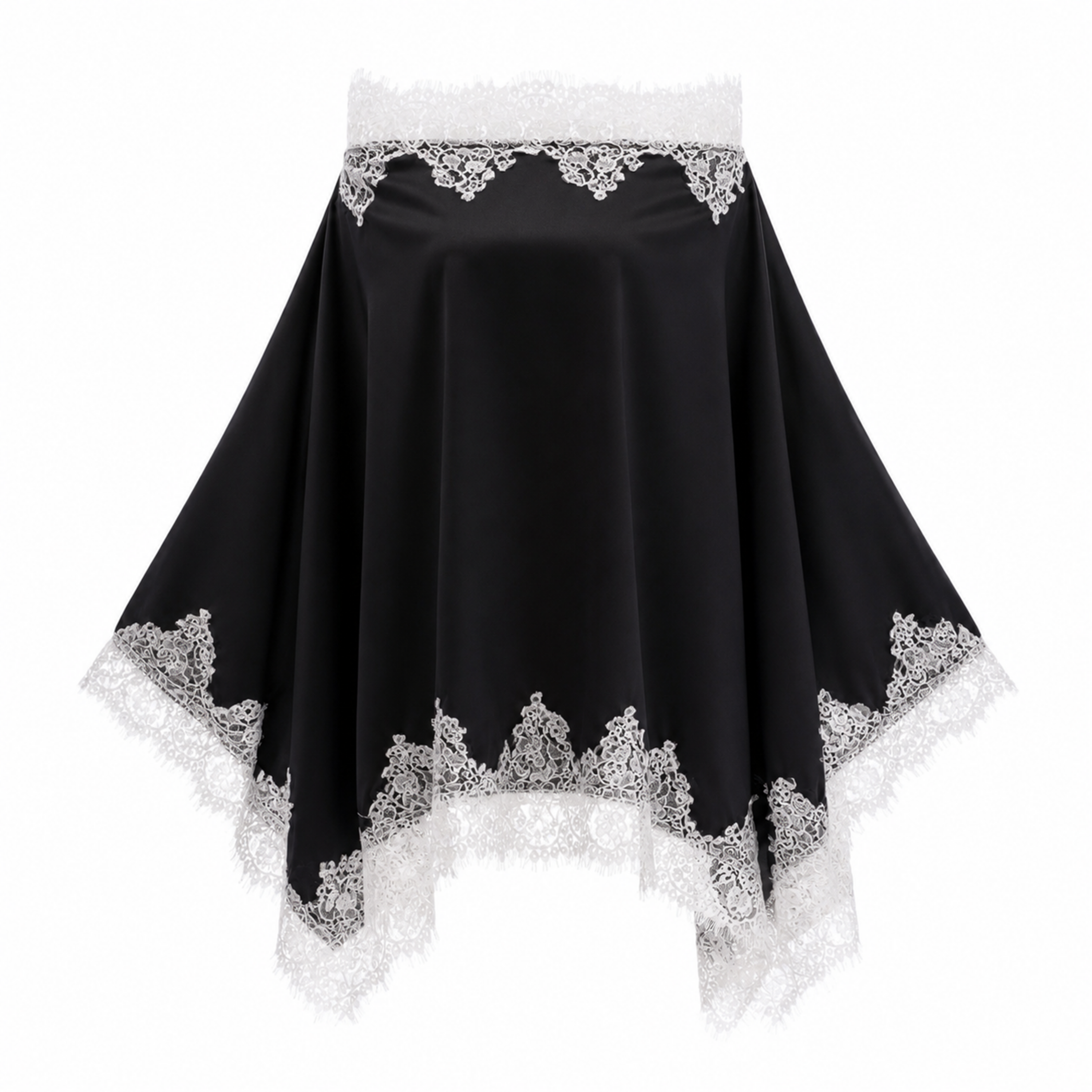 Carlota Black Cape & Skirt Set with Lace Trim