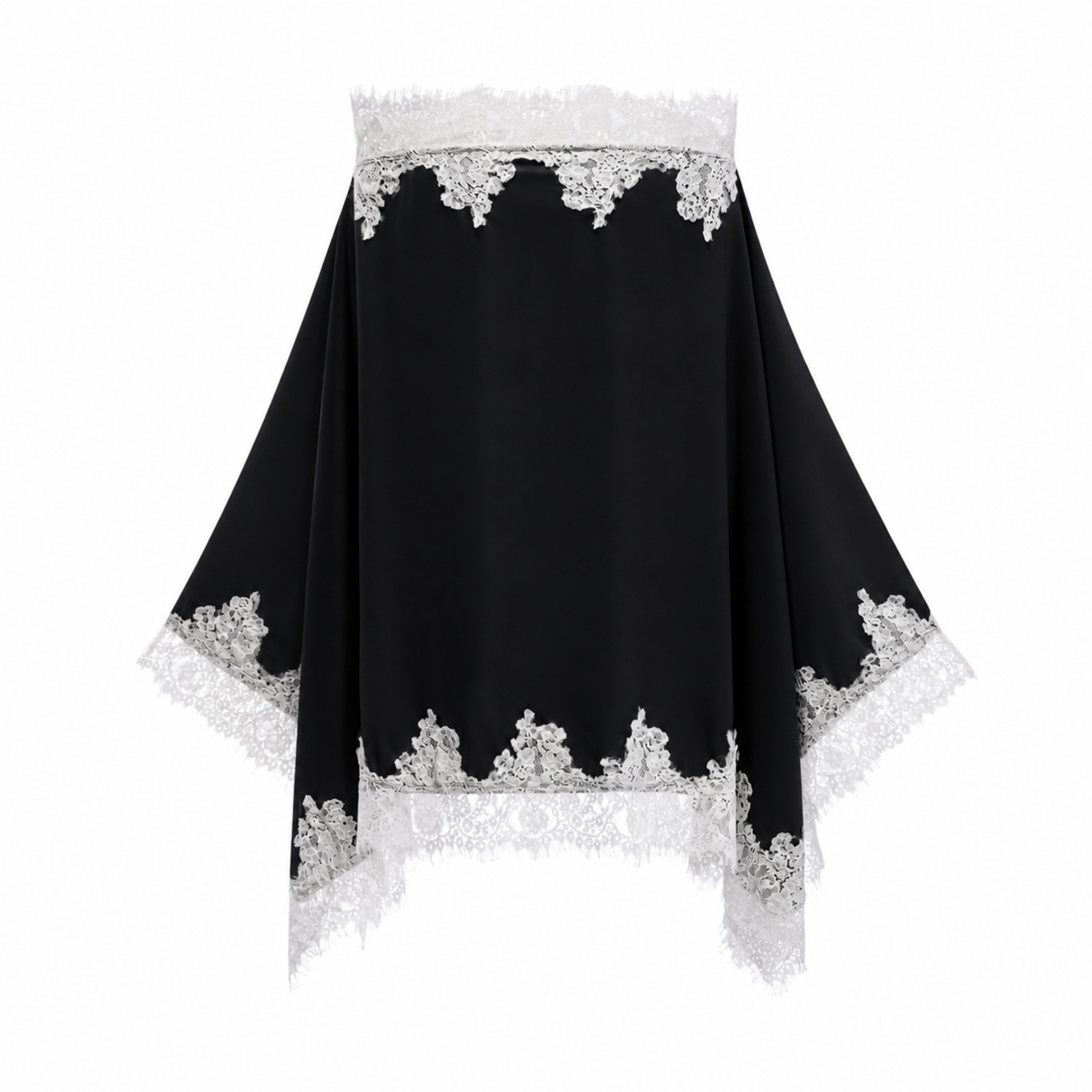 Carlota Black Cape & Skirt Set with Lace Trim
