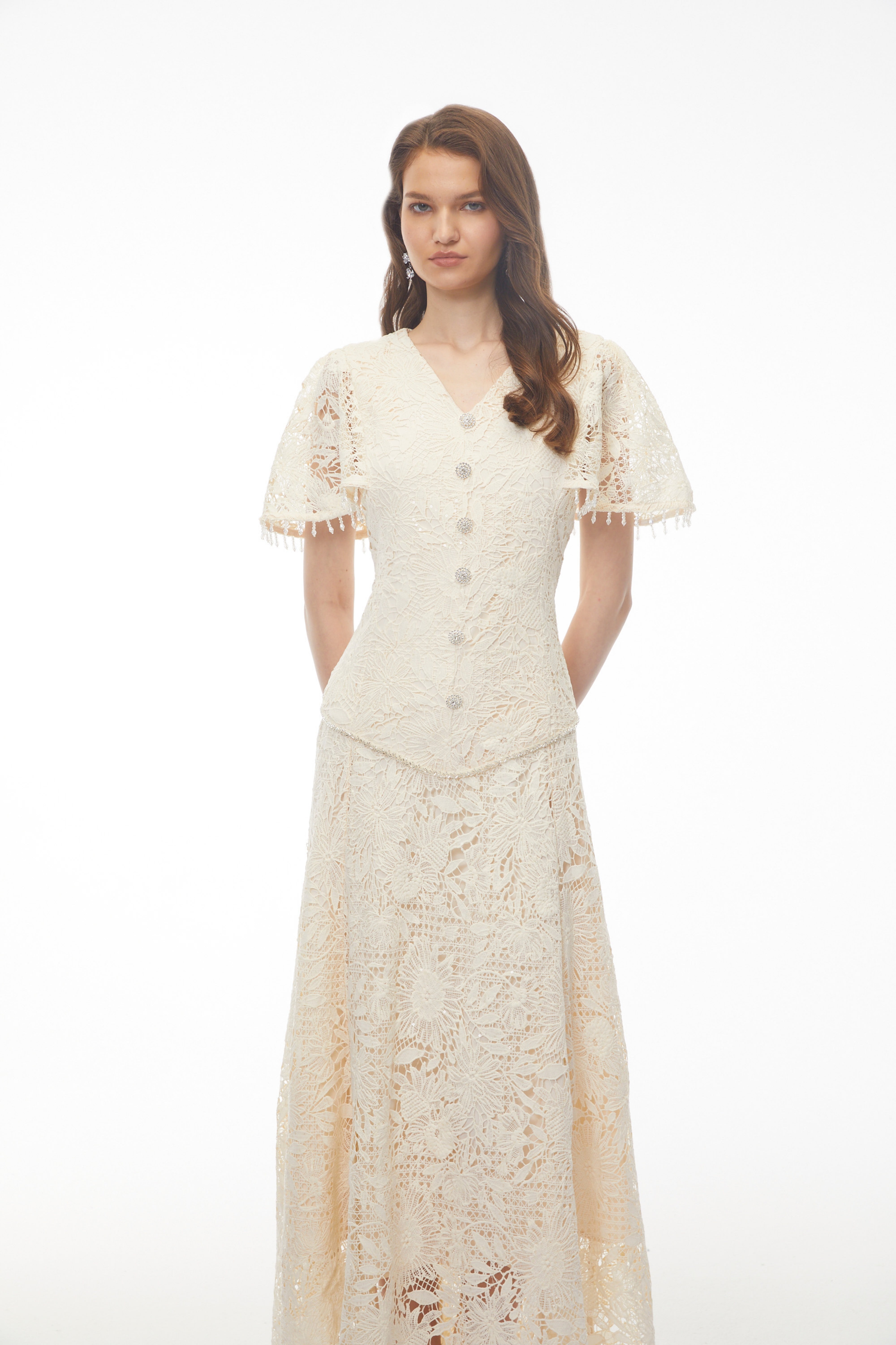 Carlota White Sequin Floral Lace Maxi Dress (Final Sale-US Only)