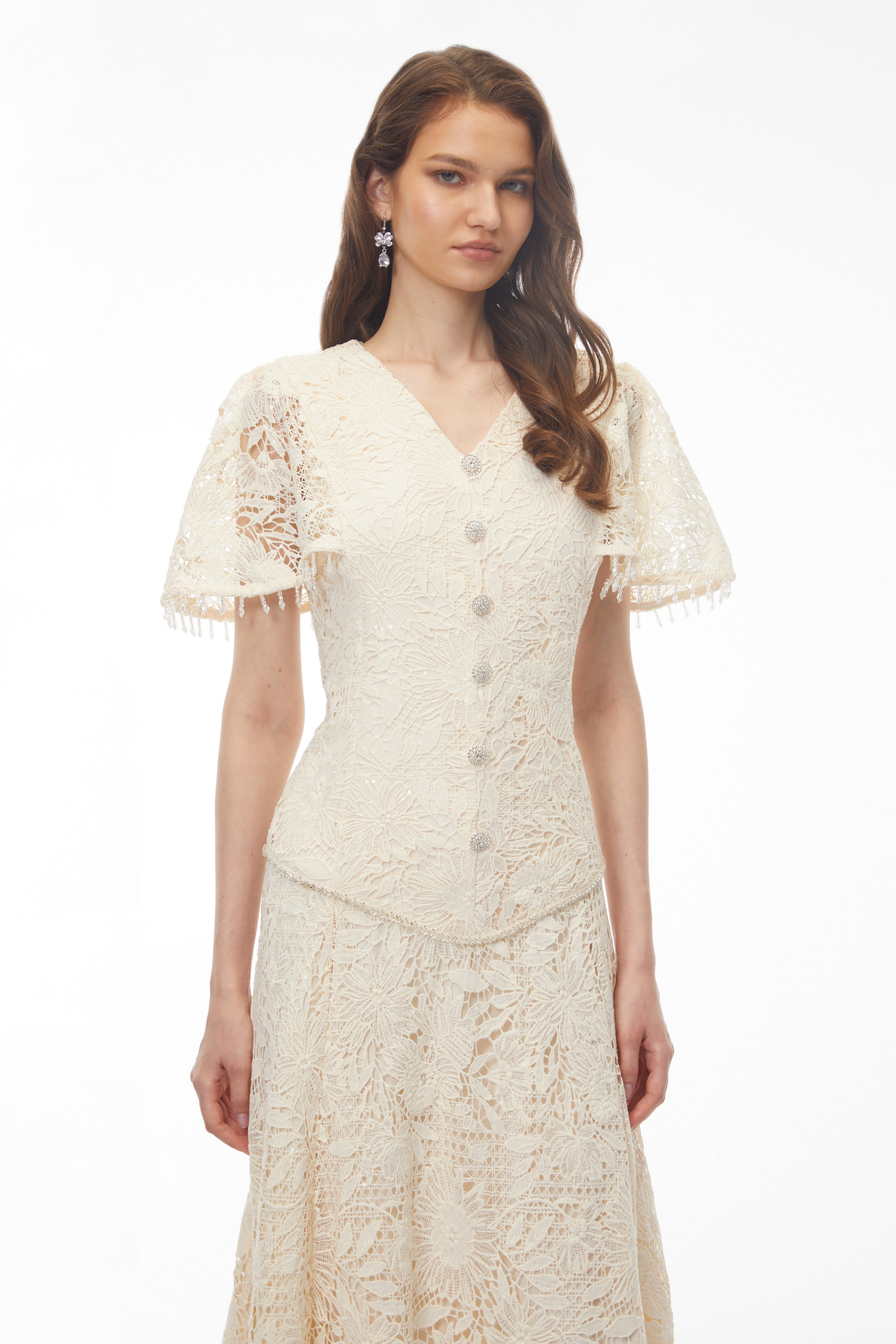 Carlota White Sequin Floral Lace Maxi Dress (Final Sale-US Only)