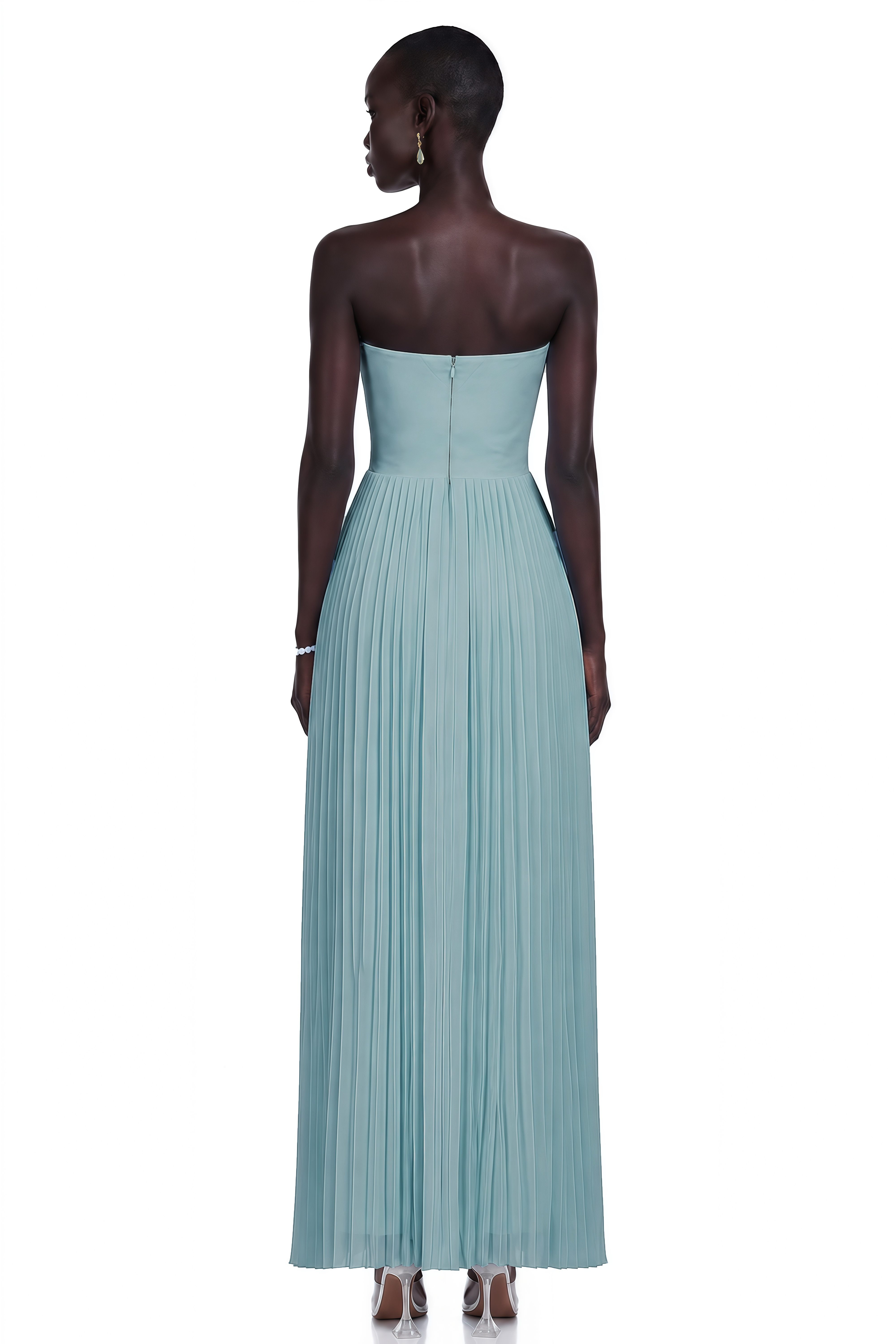 Robe longue corset plissée Carlotta Blue