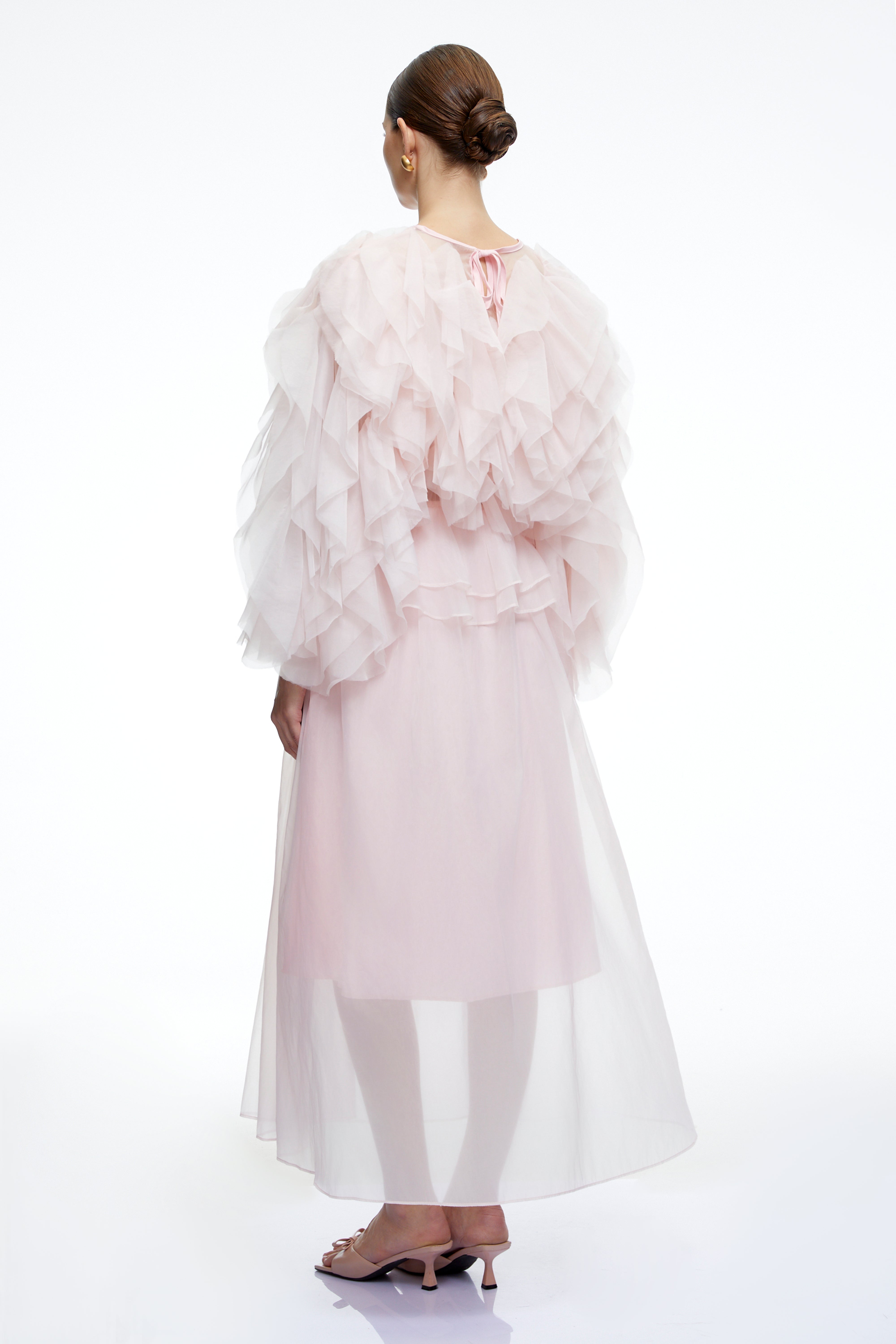 Carolyn Pink Long Sleeves Ruffled Maxi Dress