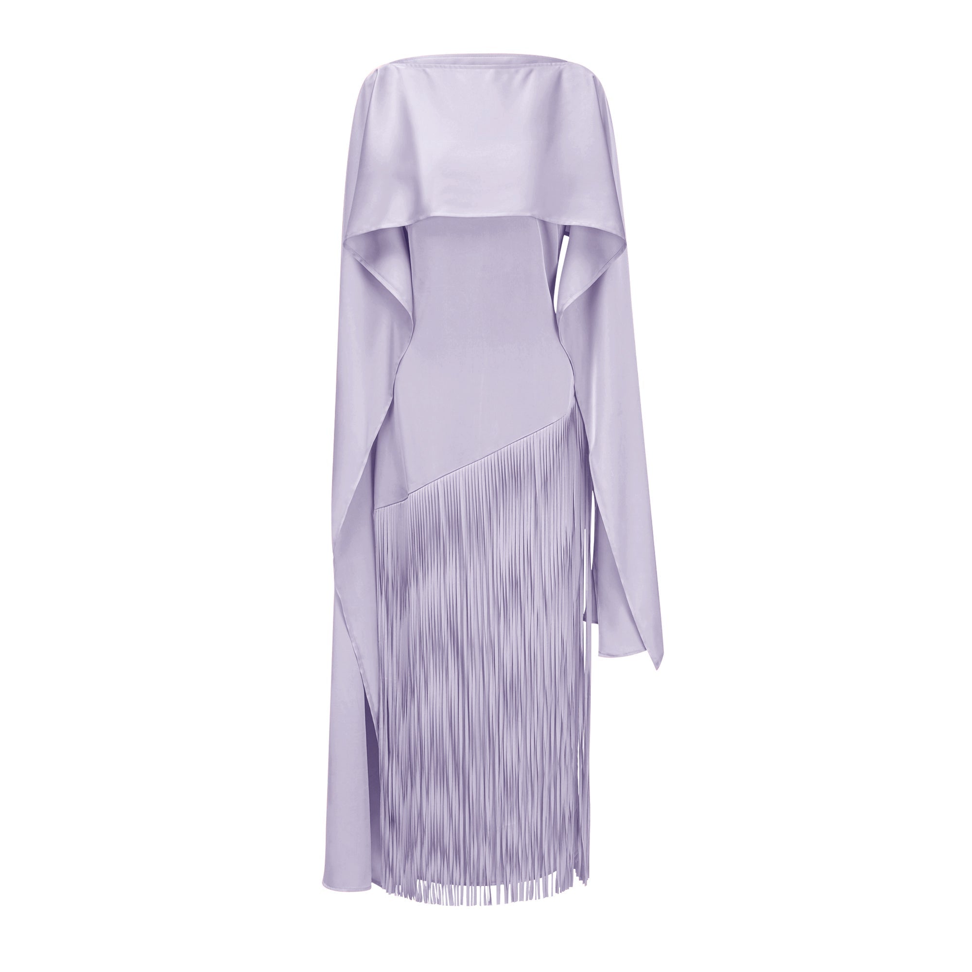 Cayetana Lilac Fringe Maxi Dress with Cape Effect (Final Sale-US Only)