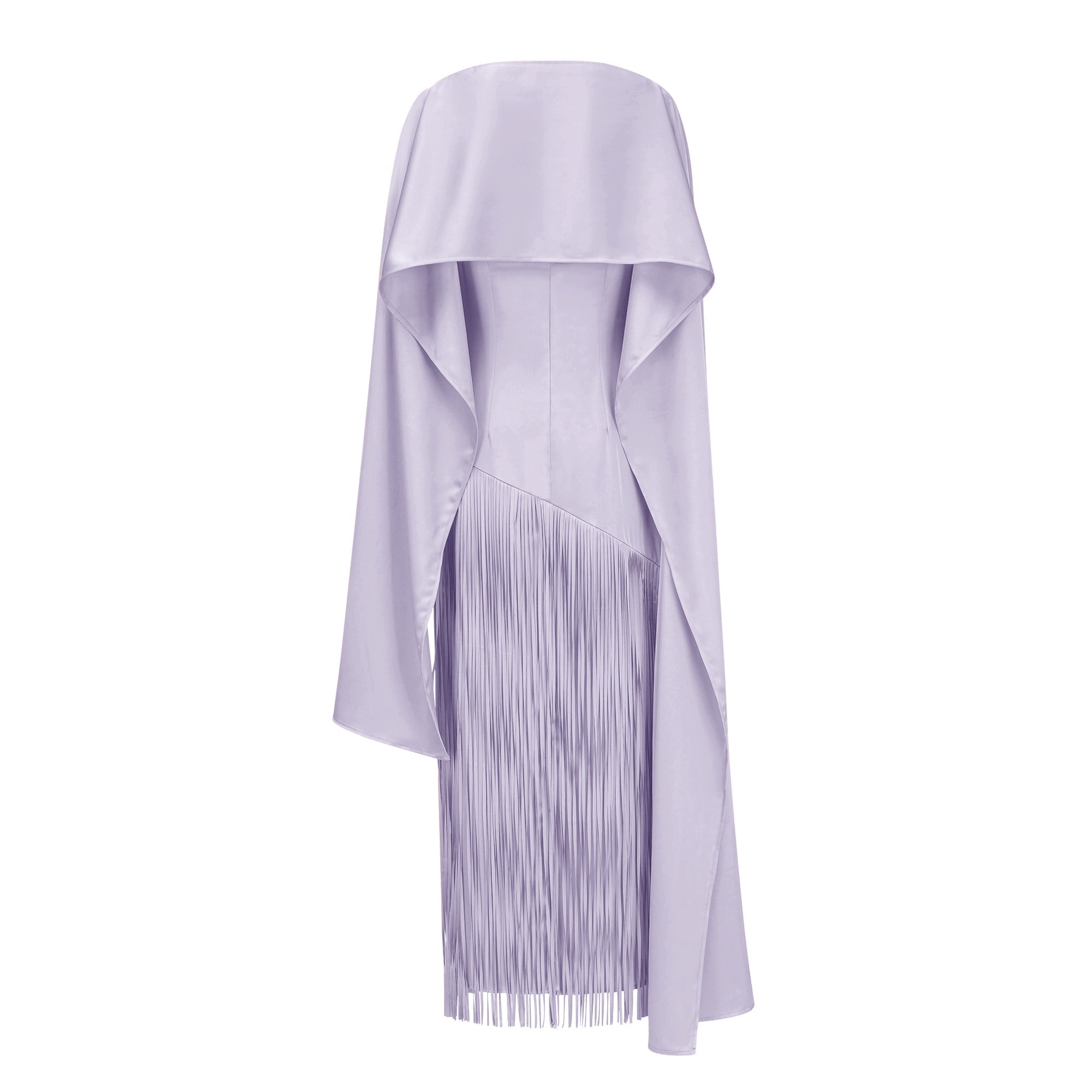Cayetana Lilac Fringe Maxi Dress with Cape Effect (Final Sale-US Only)