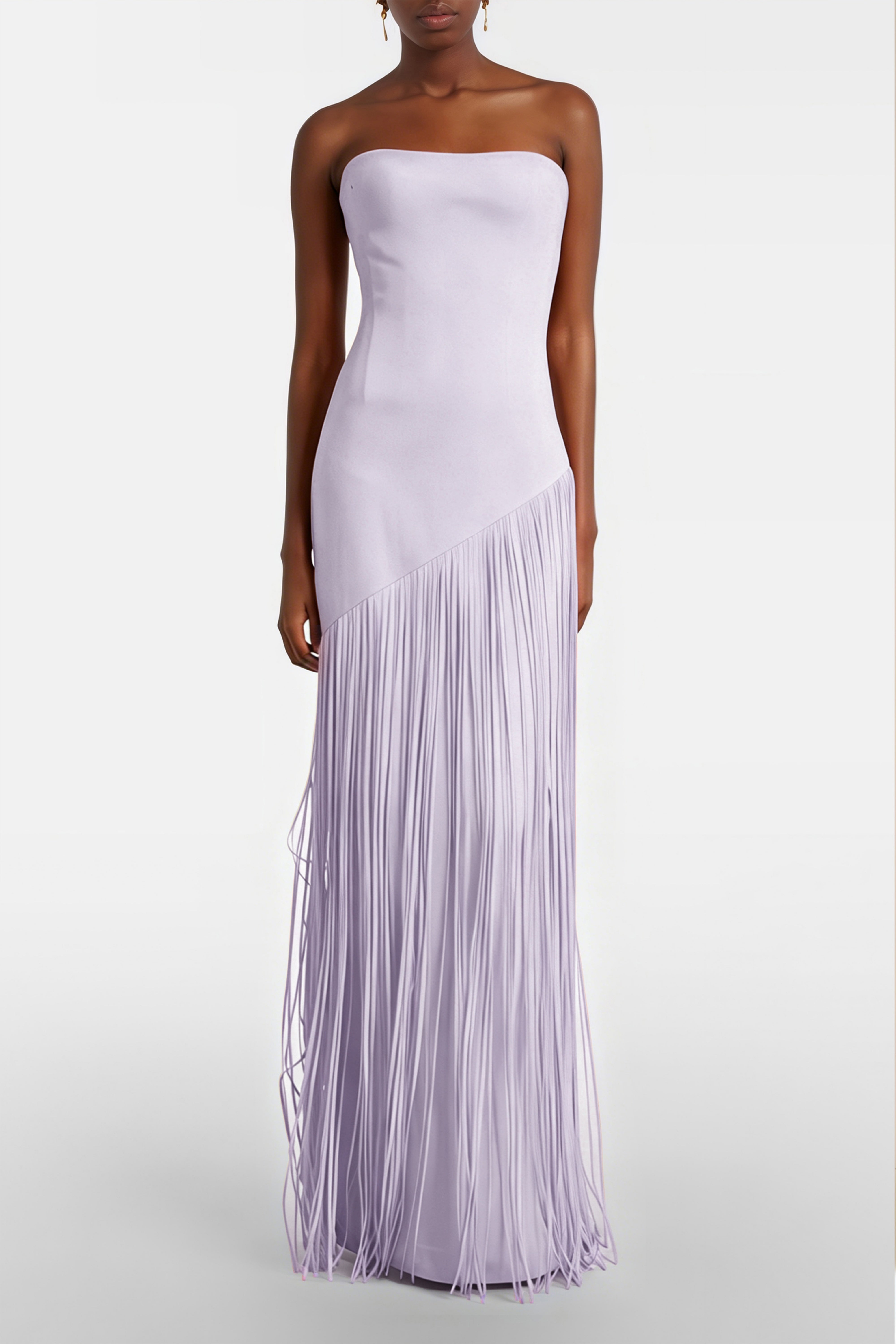 Cayetana Lilac Fringe Maxi Dress with Cape Effect (Final Sale-US Only)
