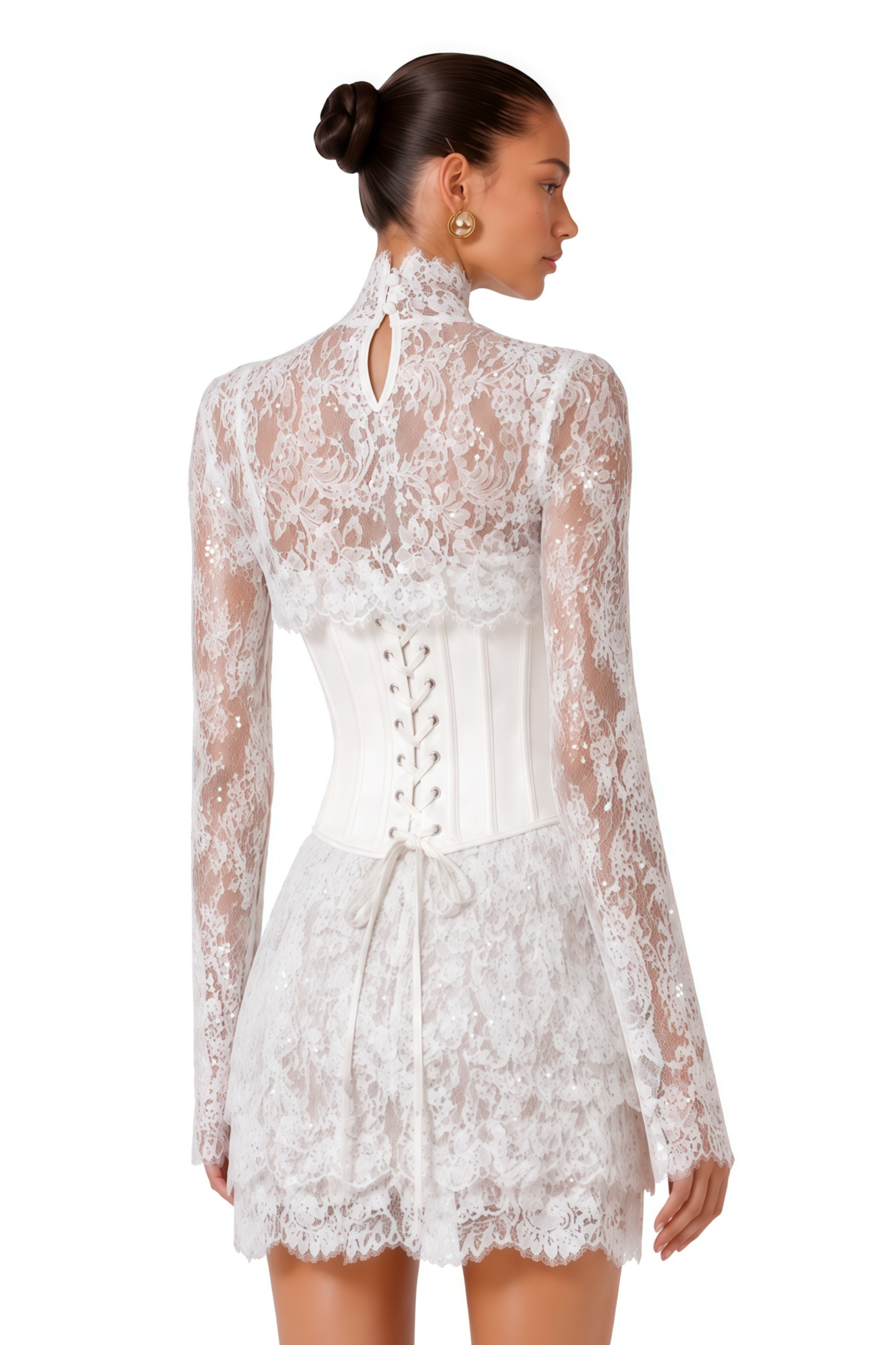 Cecilia White Lace Top & Mini Skirt Set