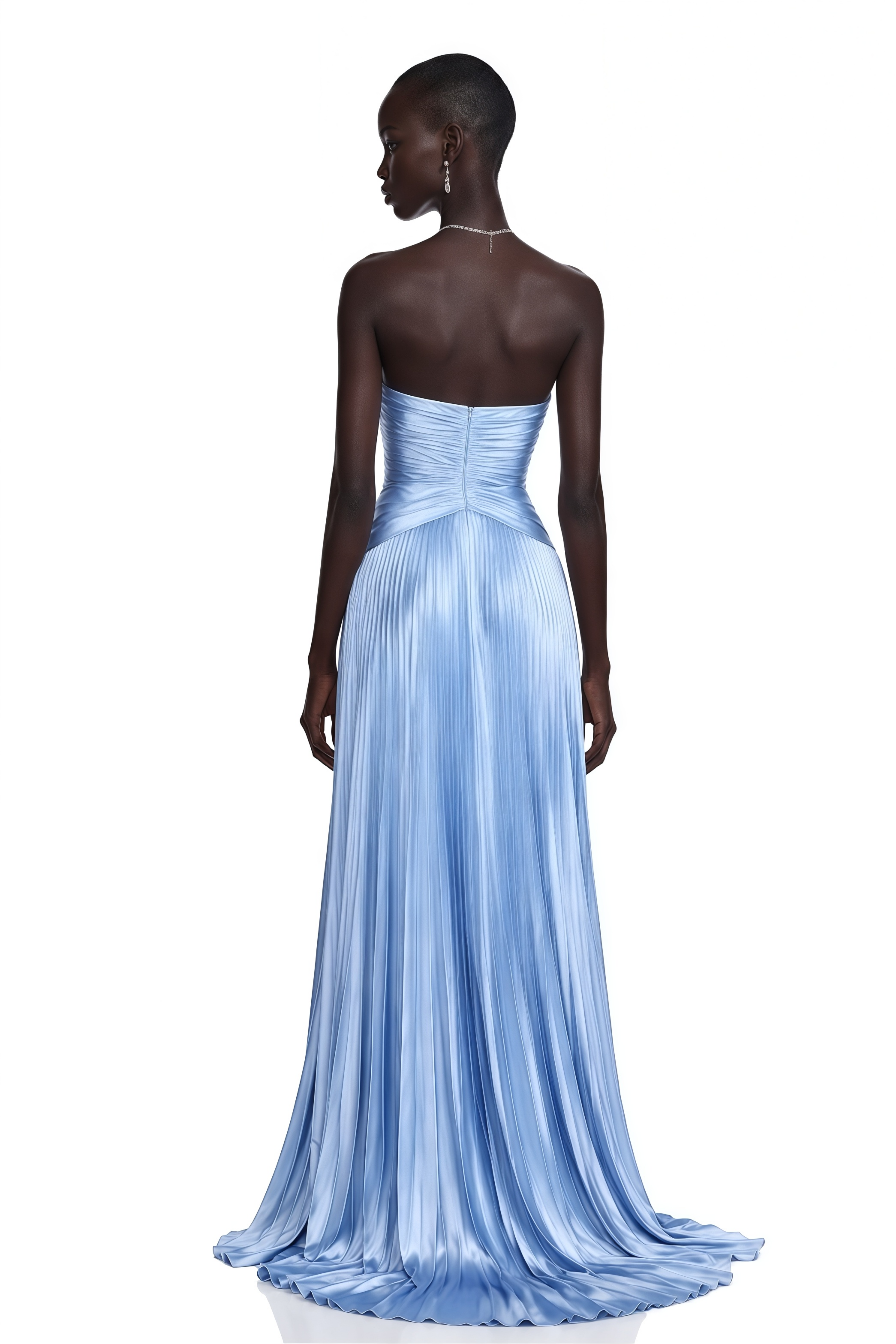 Celestine Blue Off Shoulder Pleated Maxi Dress
