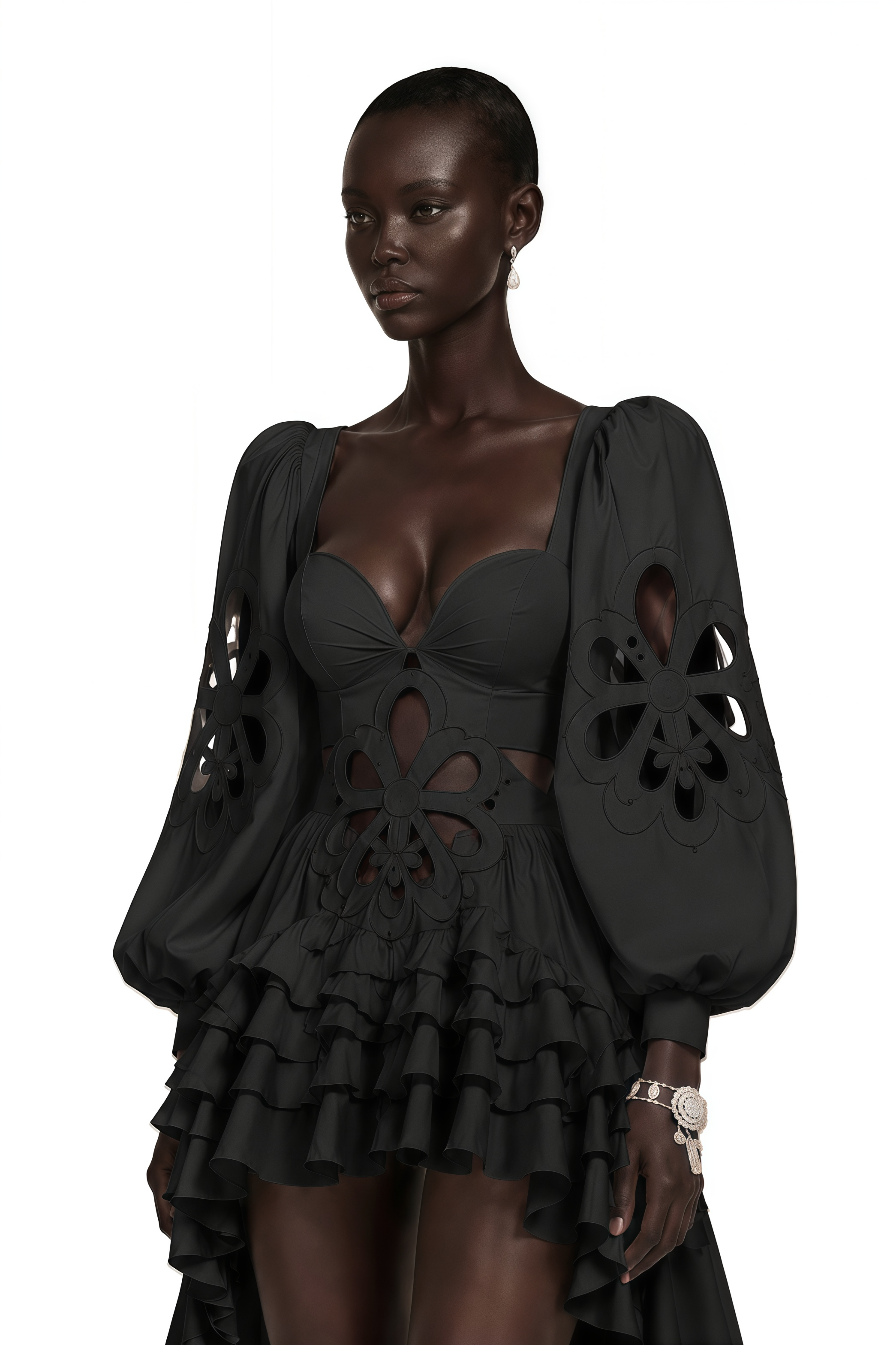 Charles Black Cut-Out Asymmetrical Maxi Dress
