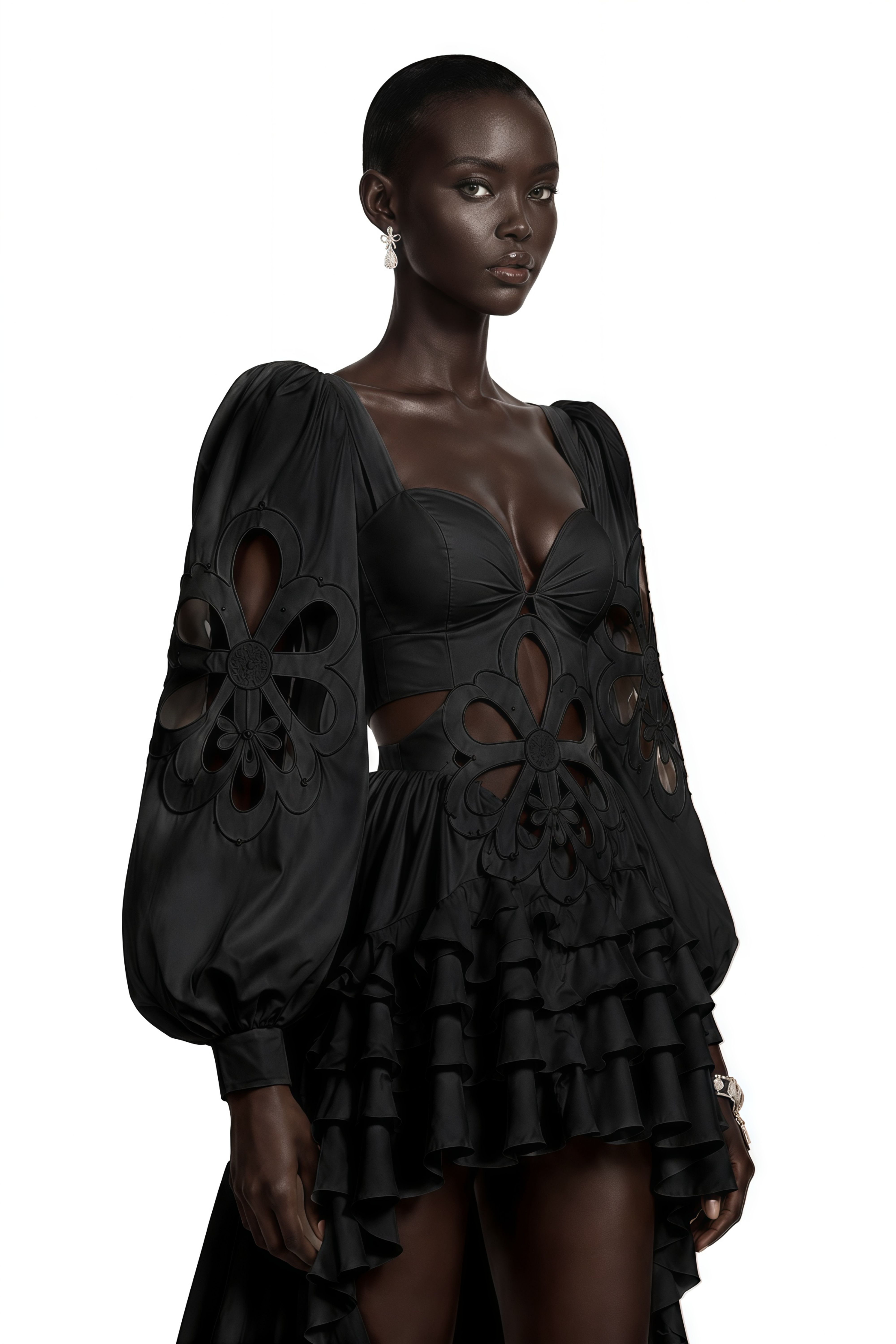 Charles Black Cut-Out Asymmetrical Maxi Dress