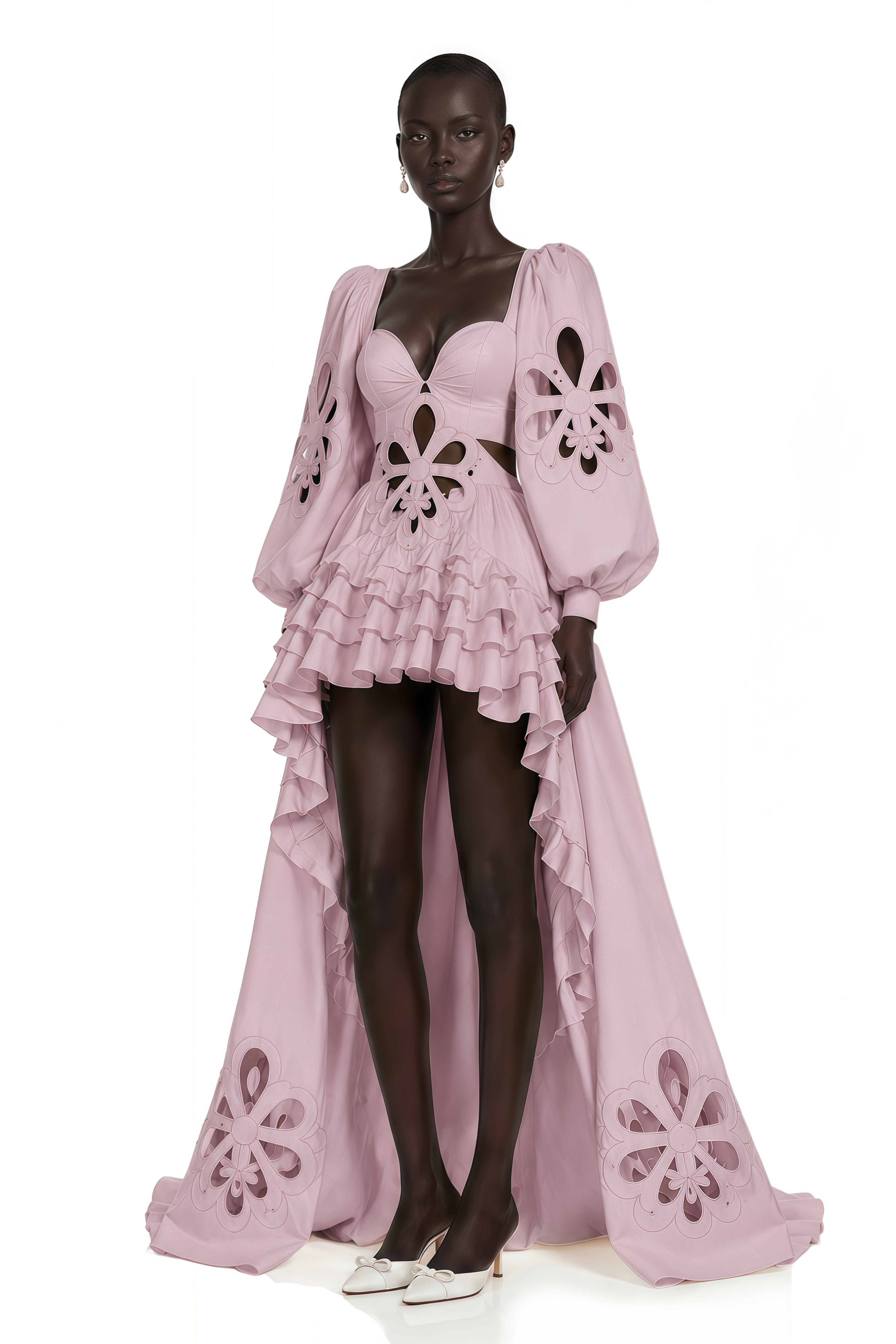 Charles Pink Cut-Out Asymmetrical Maxi Dress