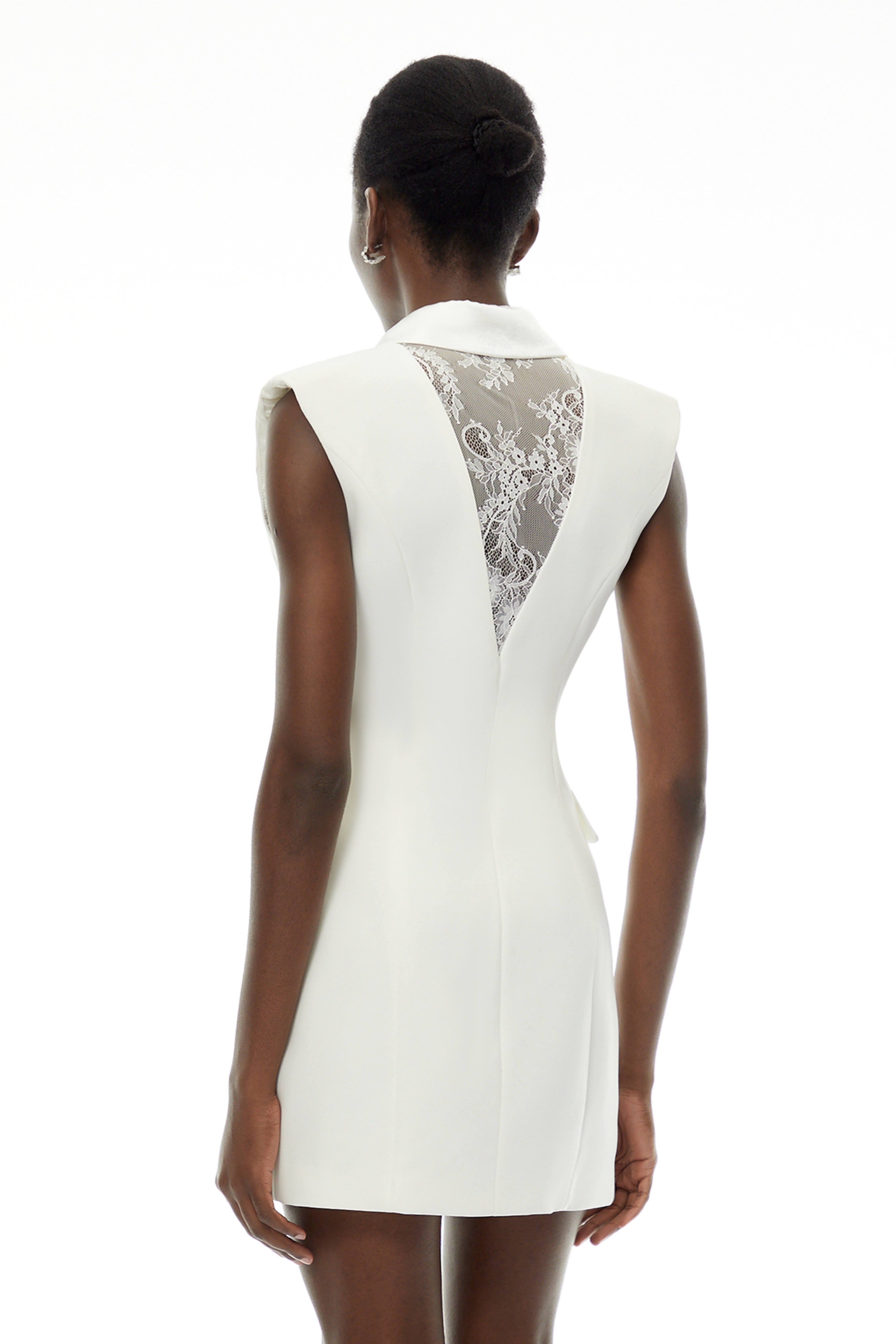 Chiara White Sequin Blazer Dress with Lapel Collar (Final Sale)