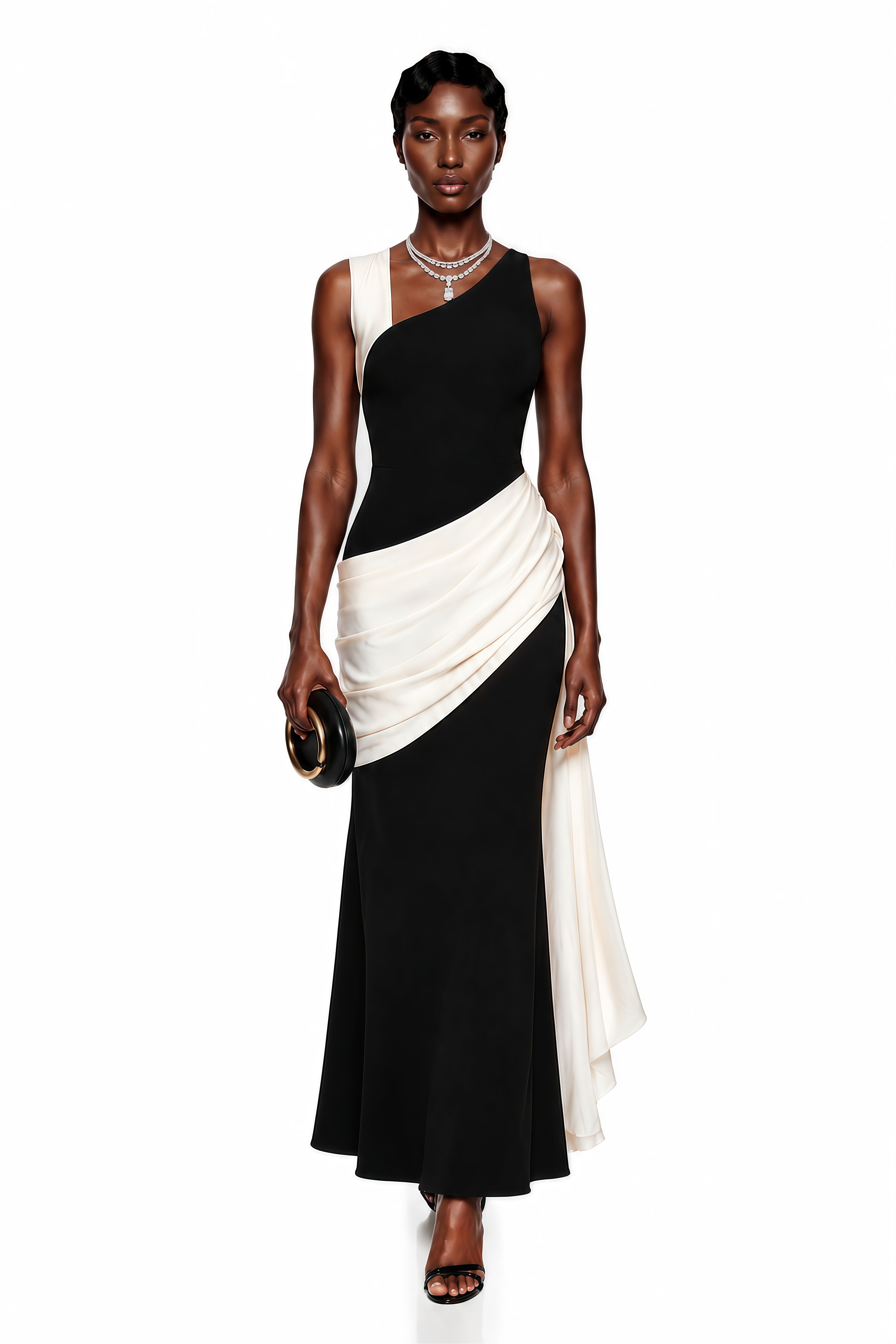 Circe Color Block Asymmetrical Maxi Dress (Final Sale-US Only)