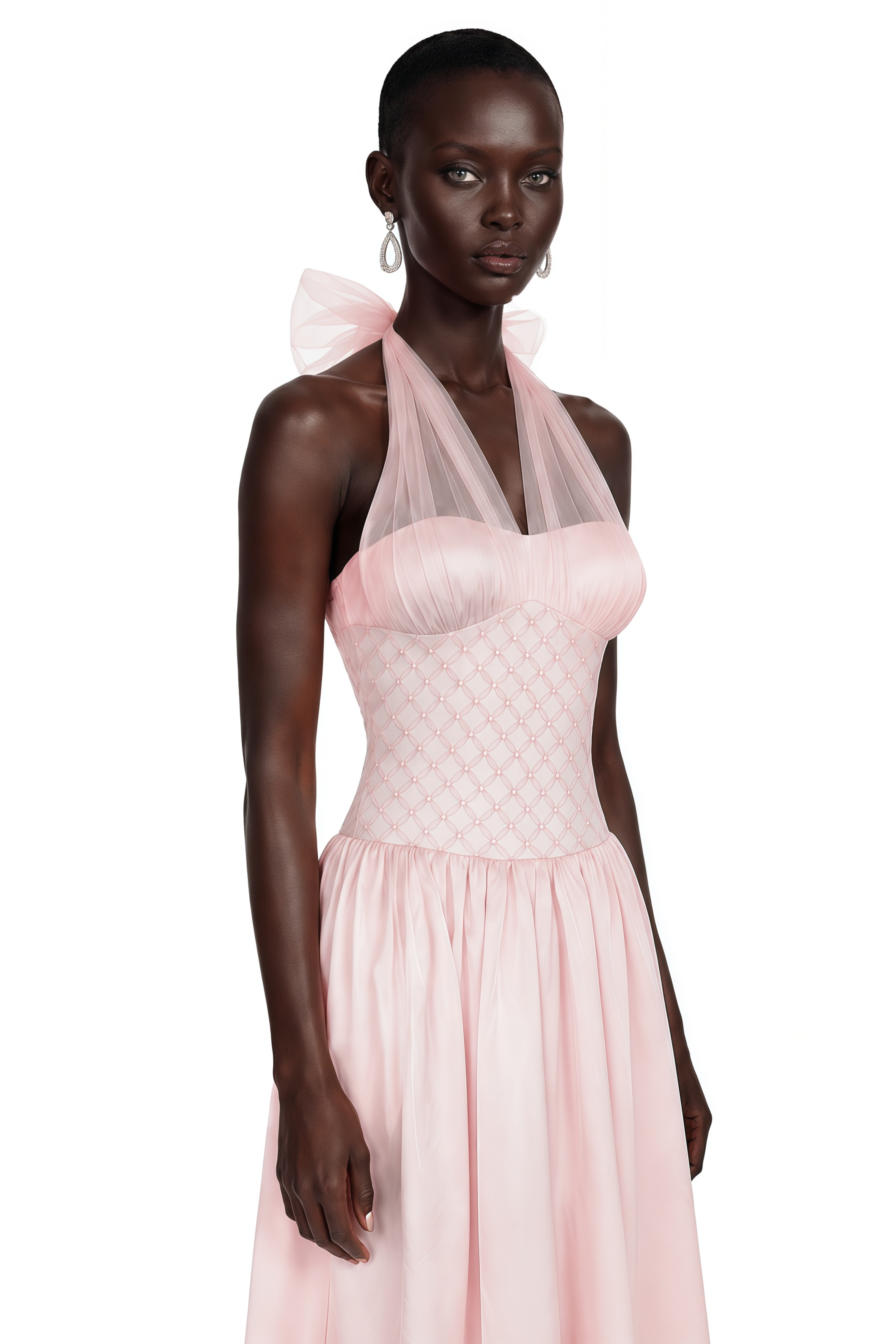 Constantia Pink Halterneck Sequin Midi Dress