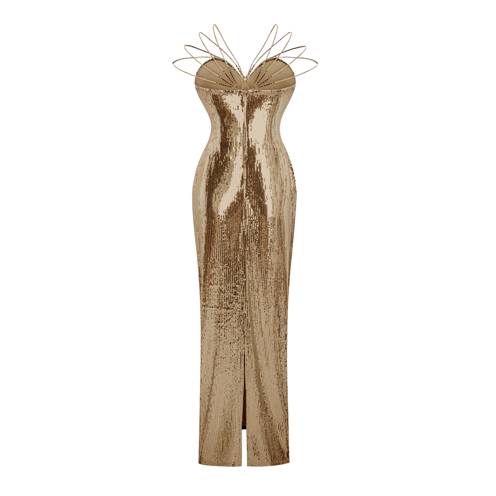 Cressida Gold Sparkly Embellished Maxi Dress (Final Sale-US Only)