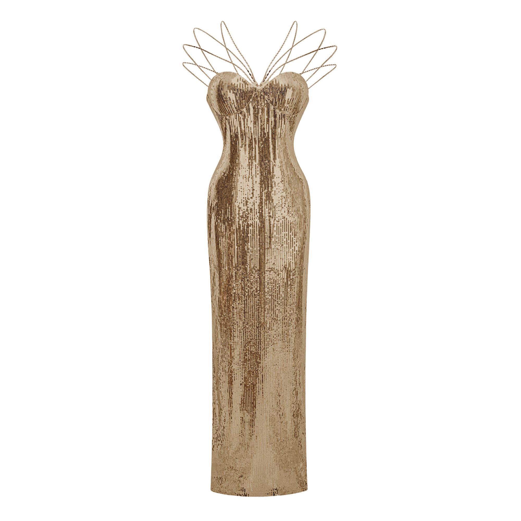Cressida Gold Sparkly Embellished Maxi Dress (Final Sale-US Only)