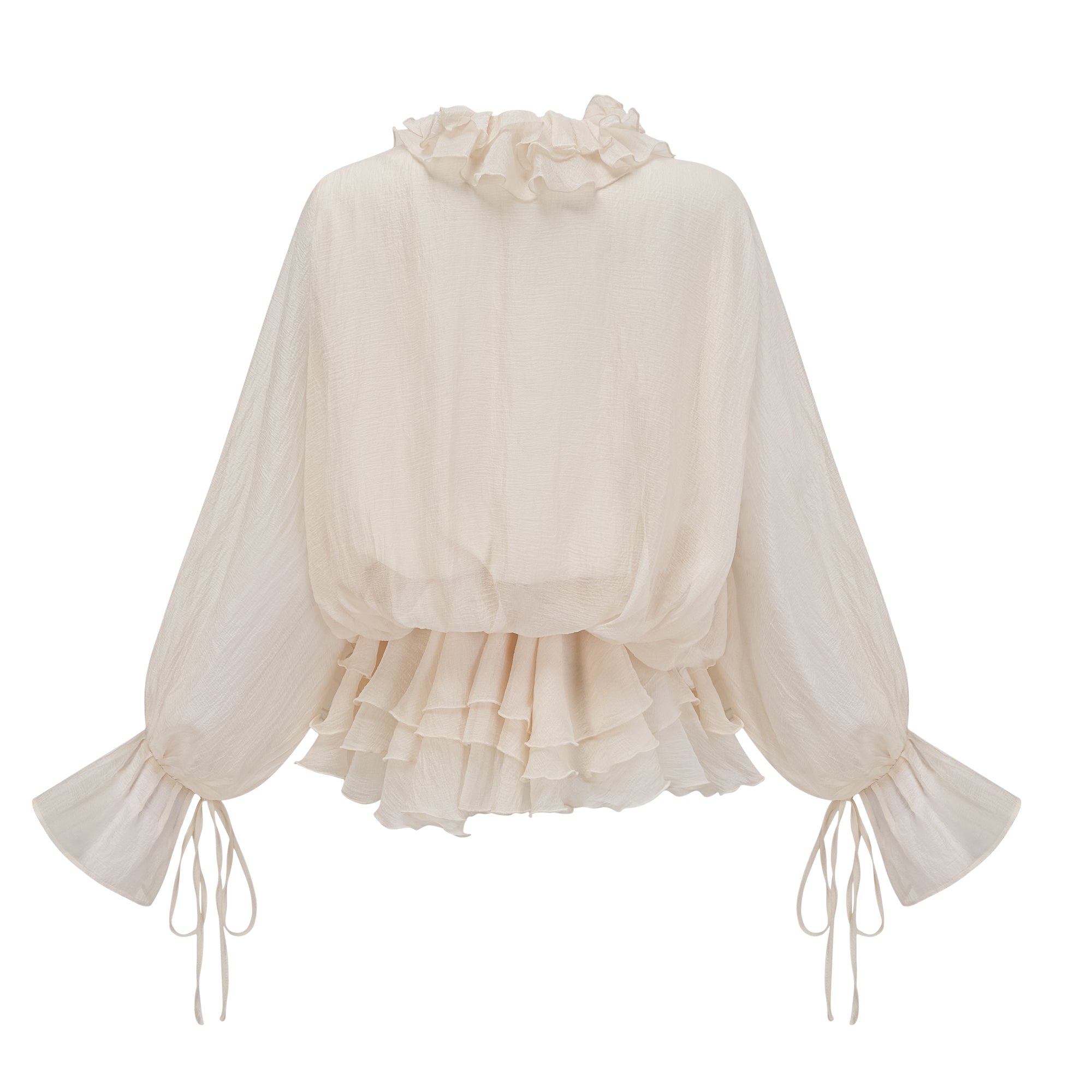 Zéphyrine Floral-Appliqué Tiered Mini Dress in Neutrals (Final Sale-US Only)