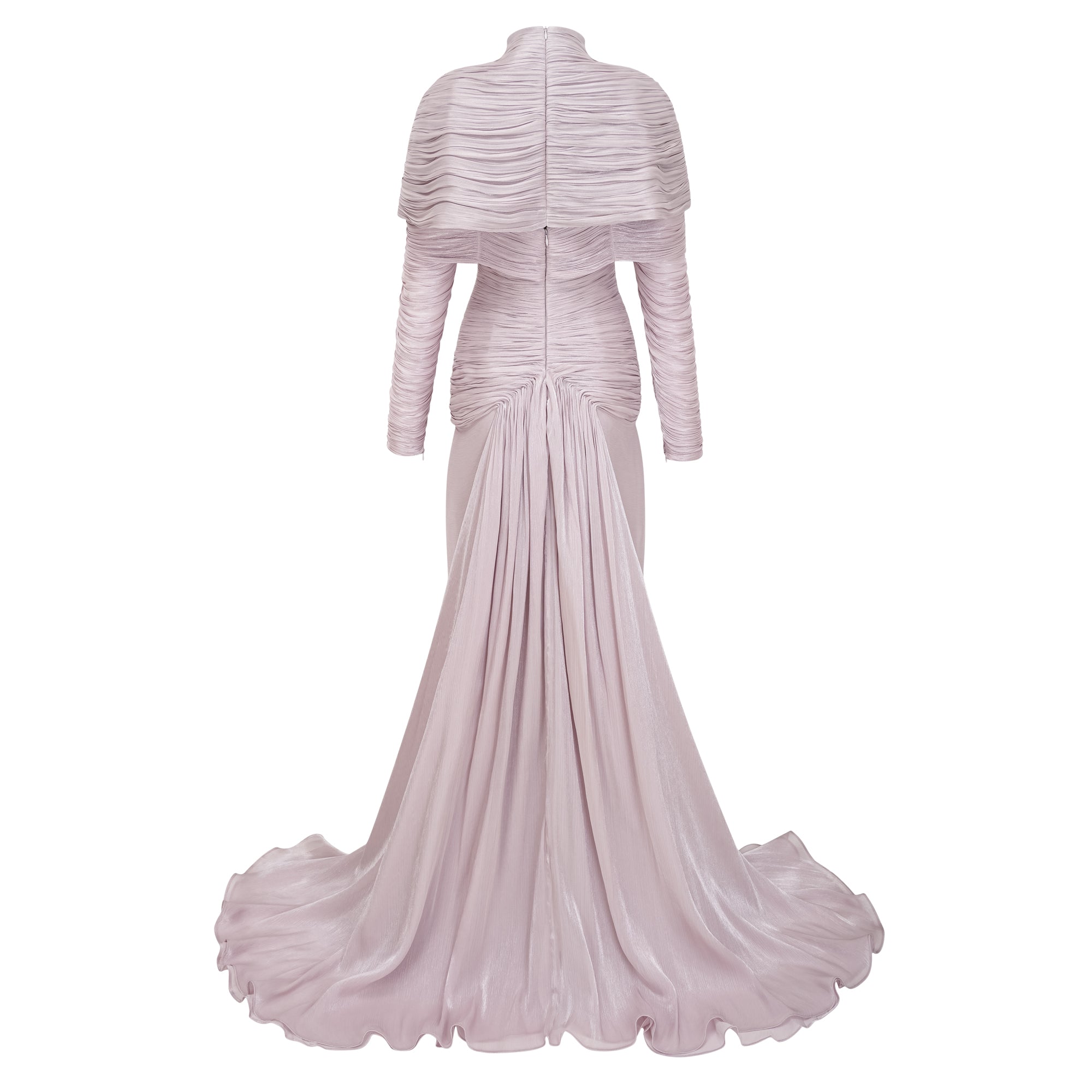 Nerida Silver Turtleneck Ruched Maxi Dress (Final Sale-US Only)