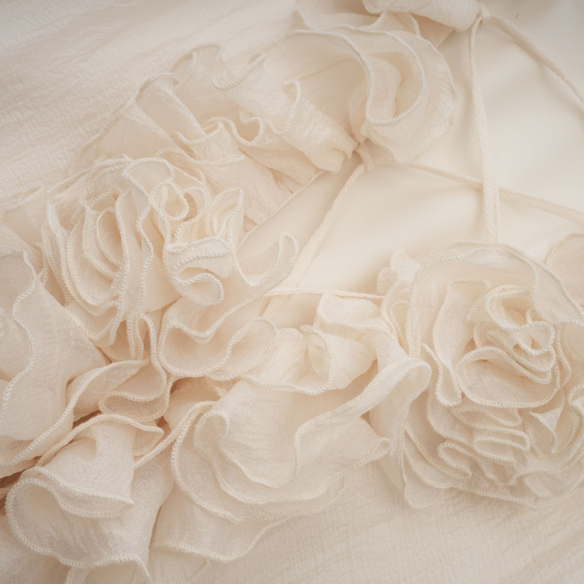 Zéphyrine Floral-Appliqué Tiered Mini Dress in Neutrals (Final Sale-US Only)