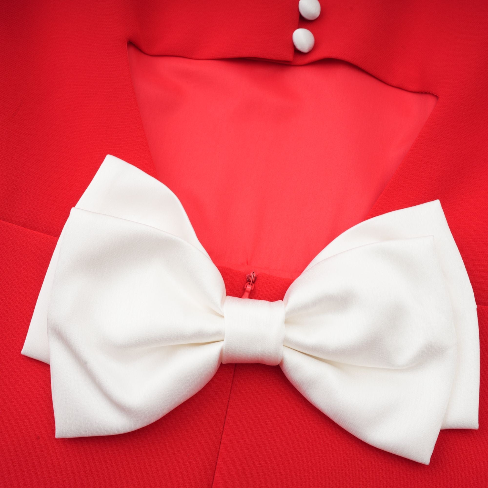 Anna red petal-sleeve cut-out bow mini dress (Final Sale)
